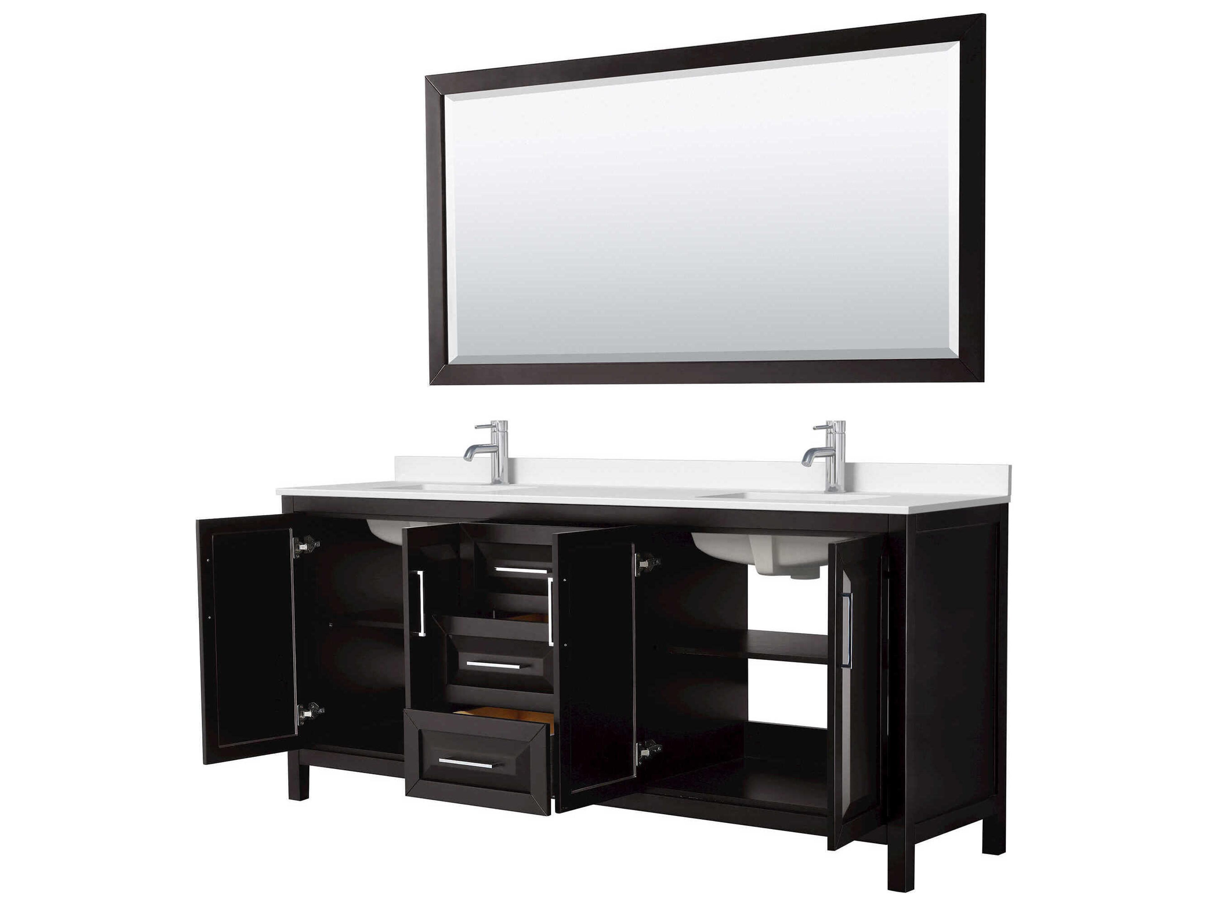 Wyndham Collection Daria 80" Dark Espresso Vanity with 70" Mirror