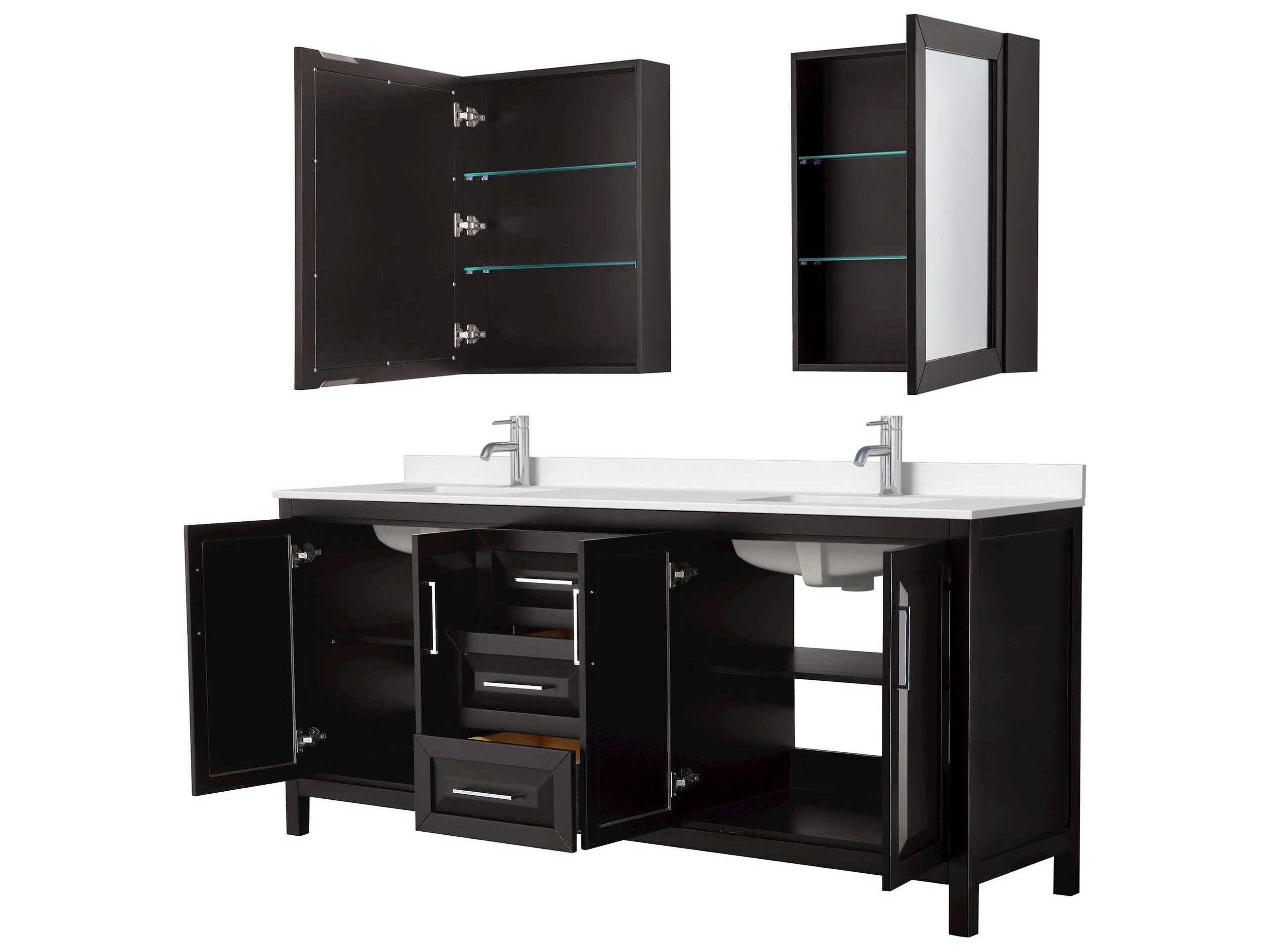 Wyndham Collection Daria 80" Dark Espresso Vanity with Medicine Cabinet