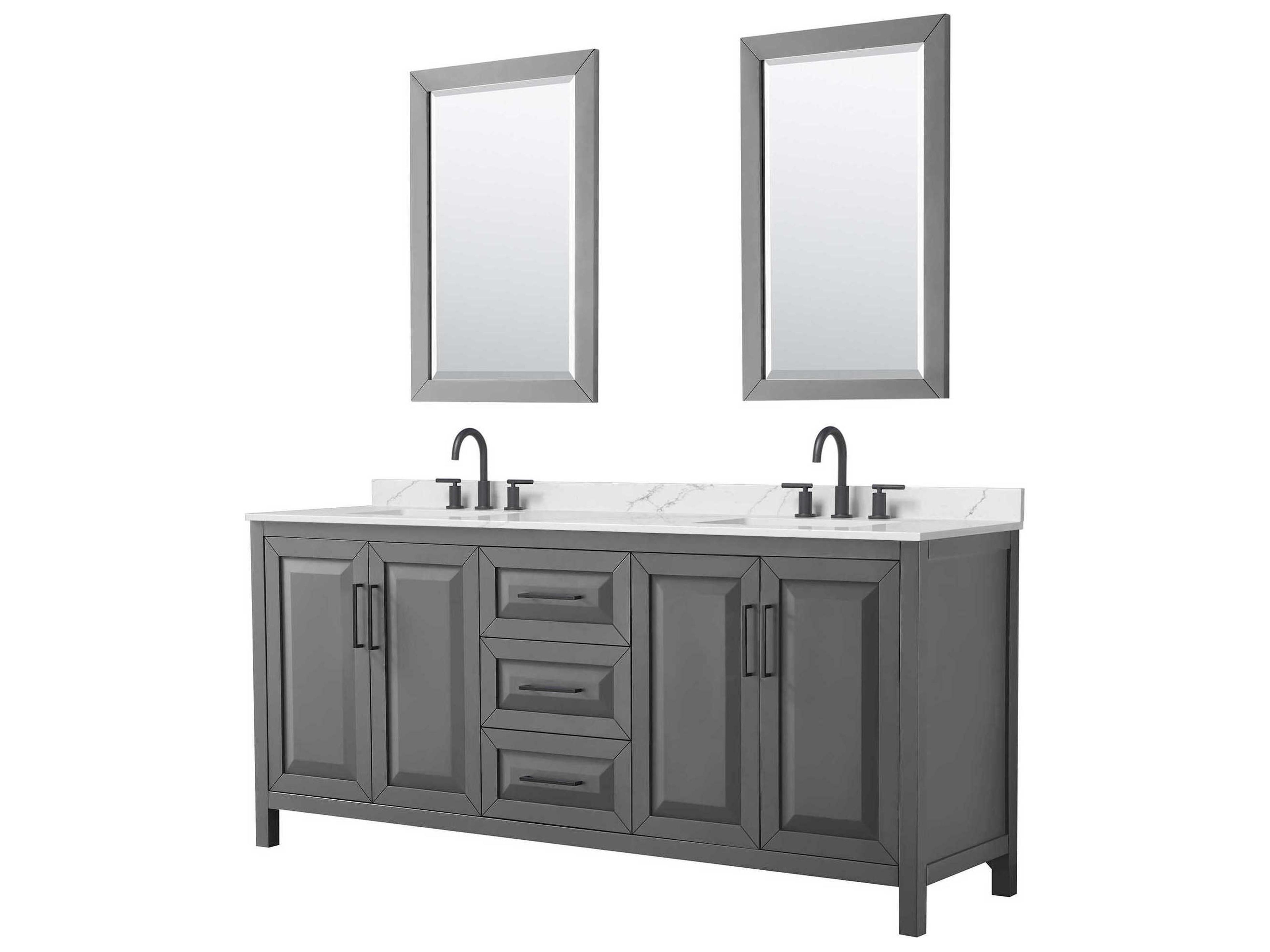 Wyndham Collection Daria 80" Dark Gray Vanity with 24" Mirror