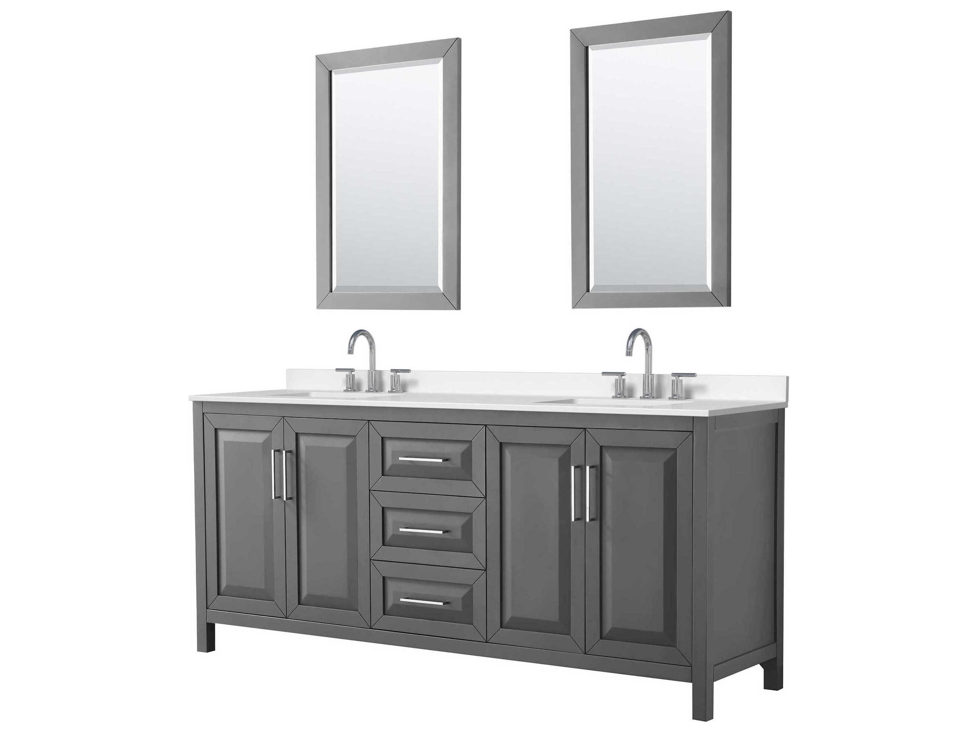 Wyndham Collection Daria 80" Dark Gray Vanity with 24" Mirror