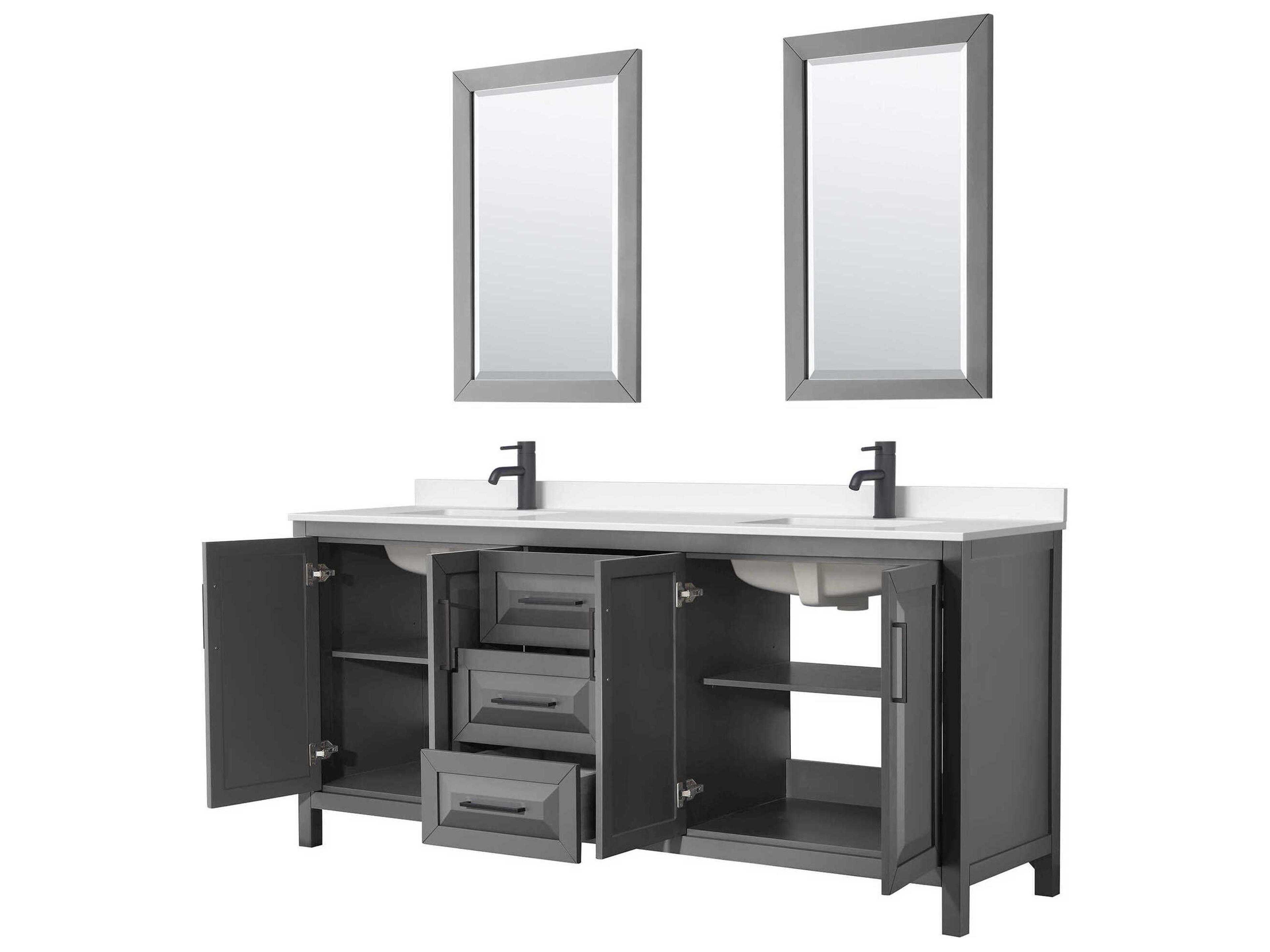 Wyndham Collection Daria 80" Dark Gray Vanity with 24" Mirror