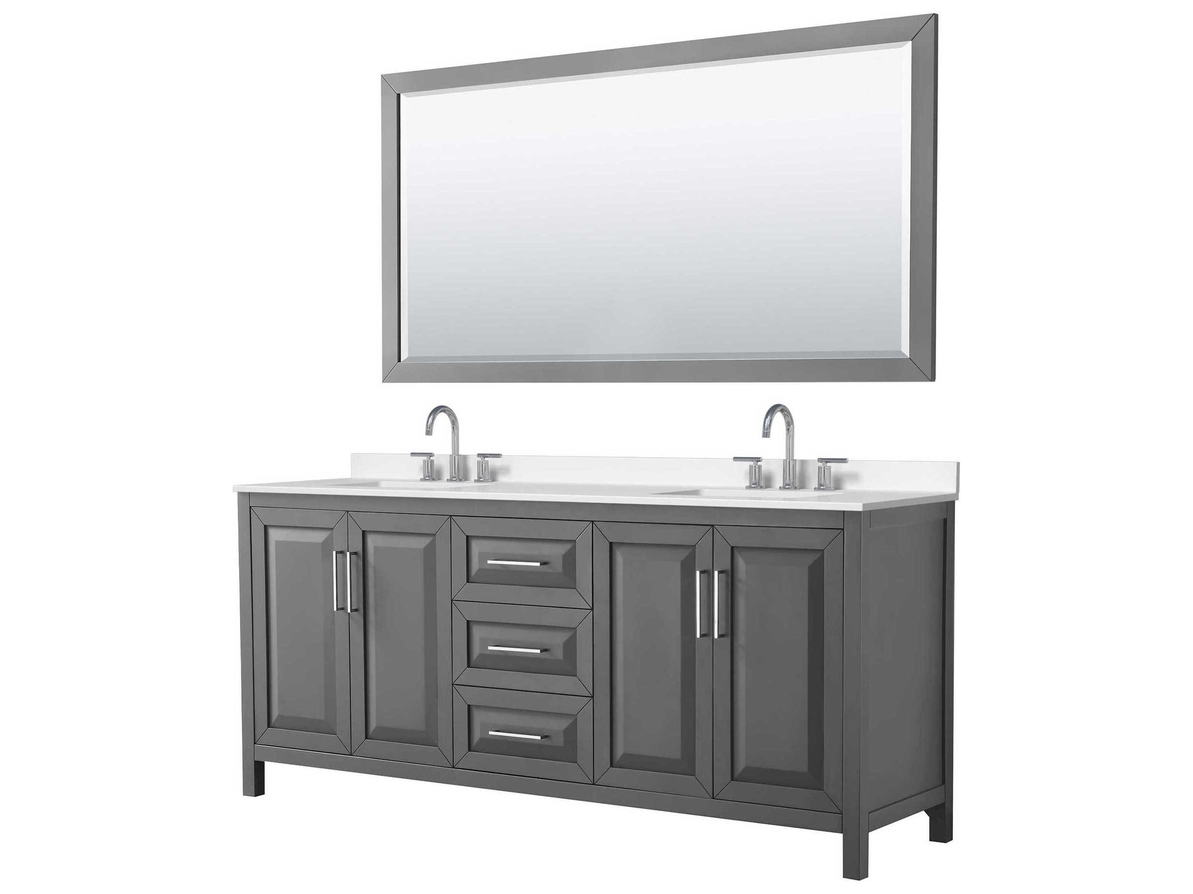 Wyndham Collection Daria 80" Dark Gray Vanity with 70" Mirror