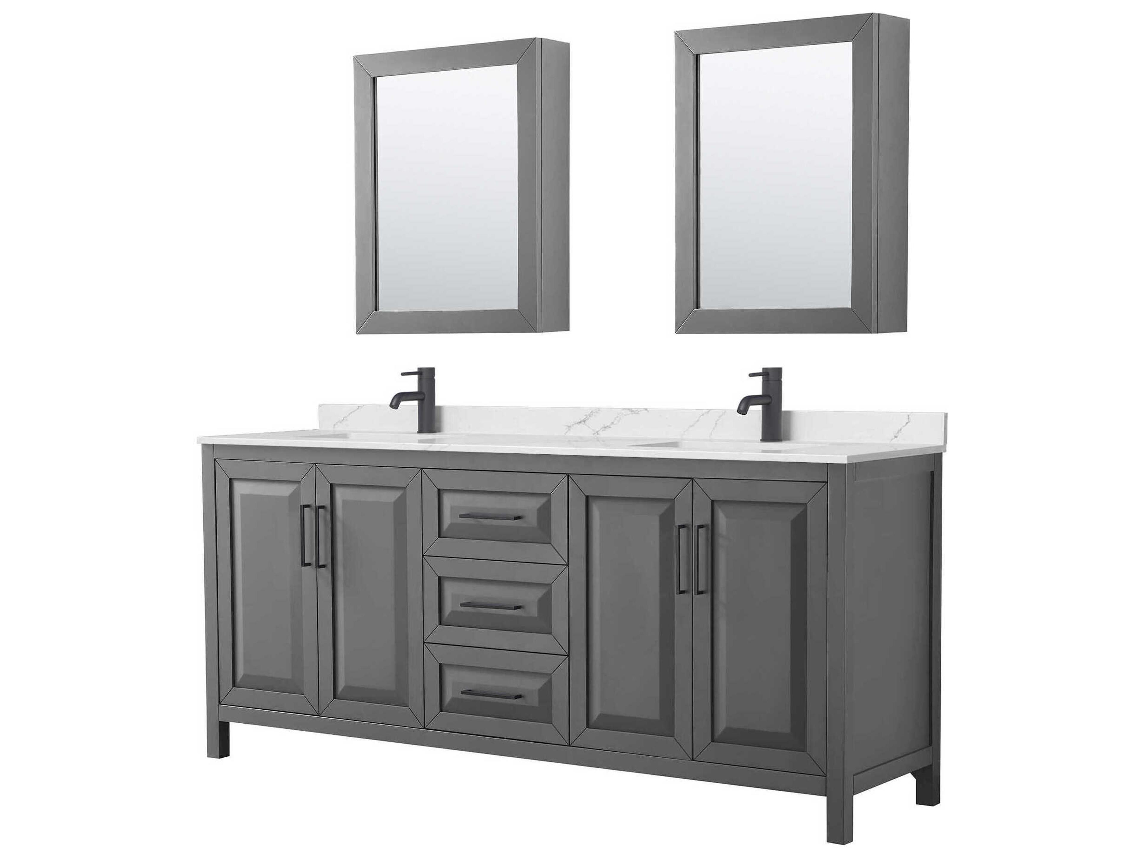 Daria 80" Dark Gray Vanity with Medicine Cabinet