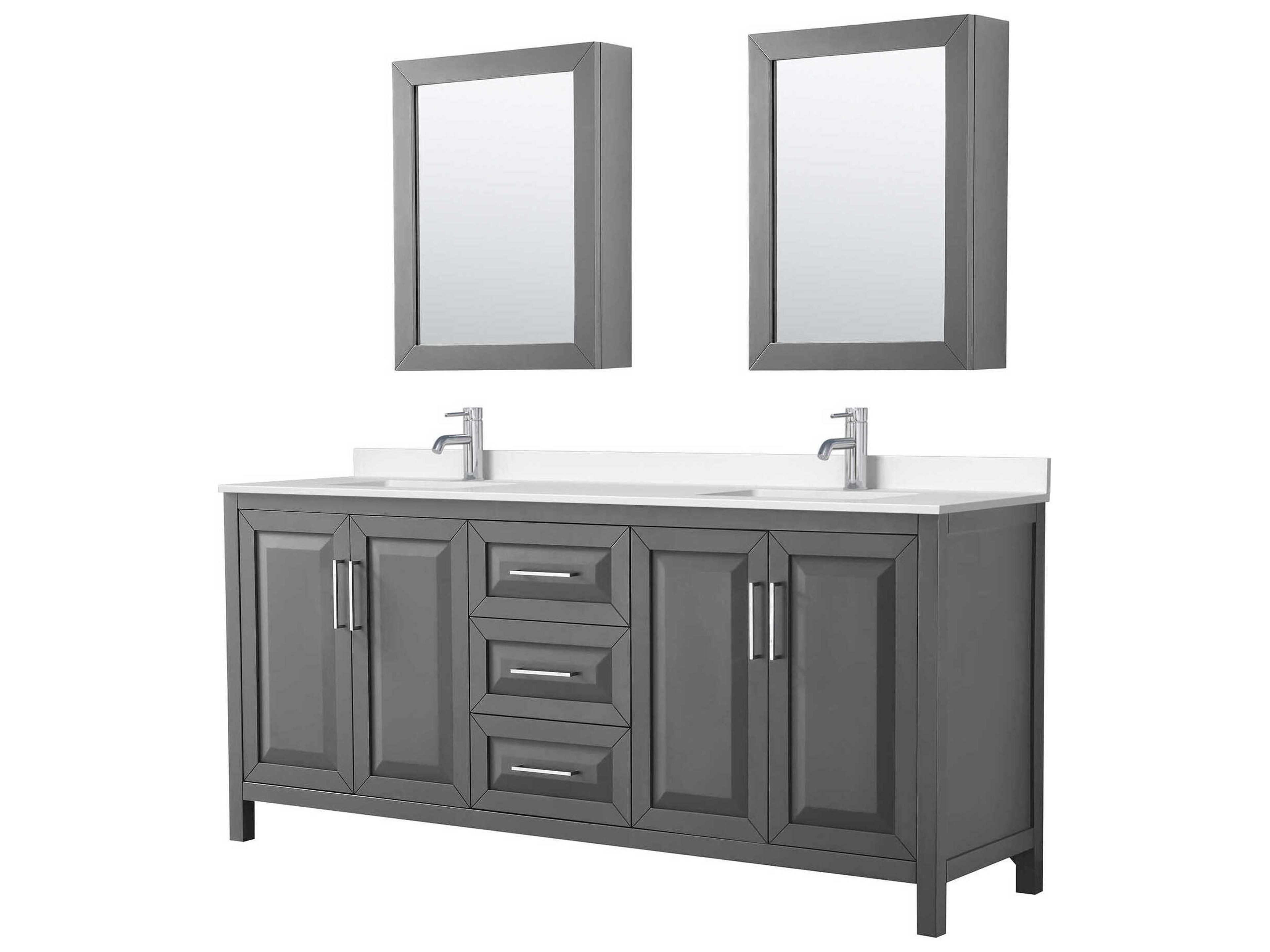 Wyndham Collection Daria 80" Dark Gray Vanity with Medicine Cabinet