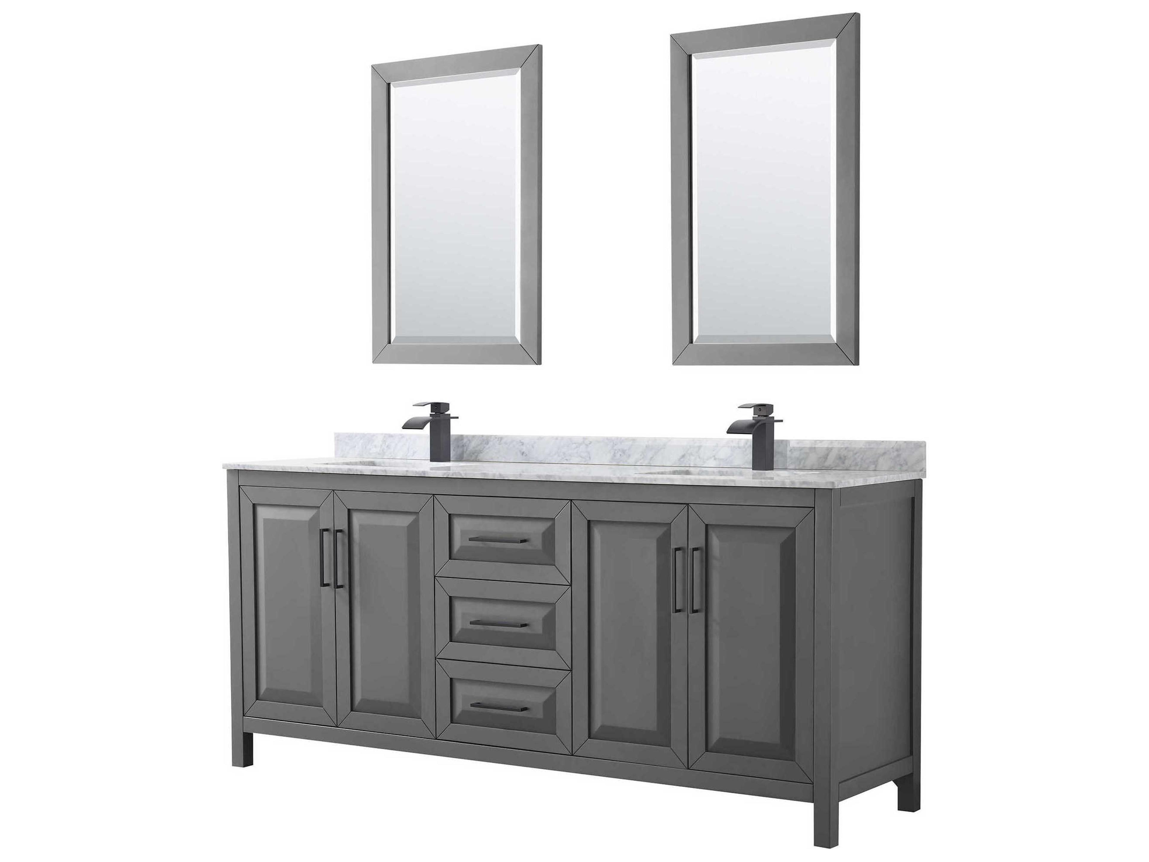 Wyndham Collection Daria 80" Dark Gray Vanity with 24" Mirror