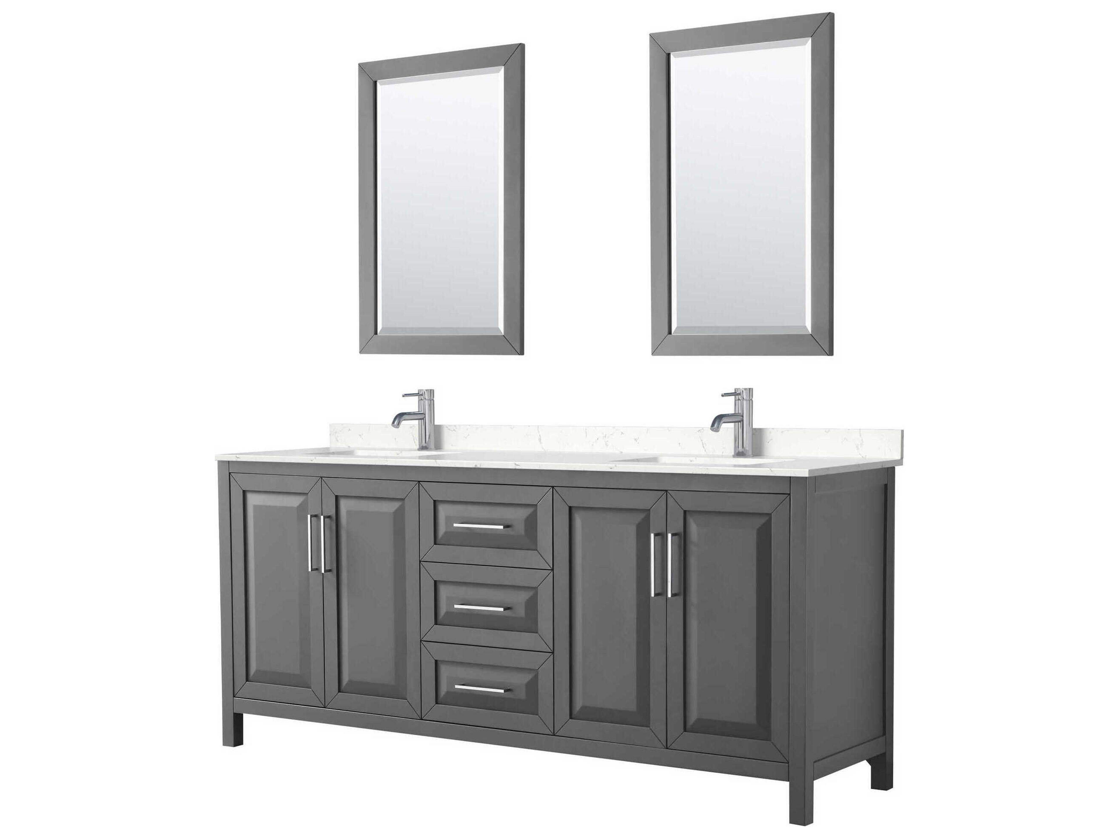 Wyndham Collection Daria 80" Dark Gray Vanity with 24" Mirror