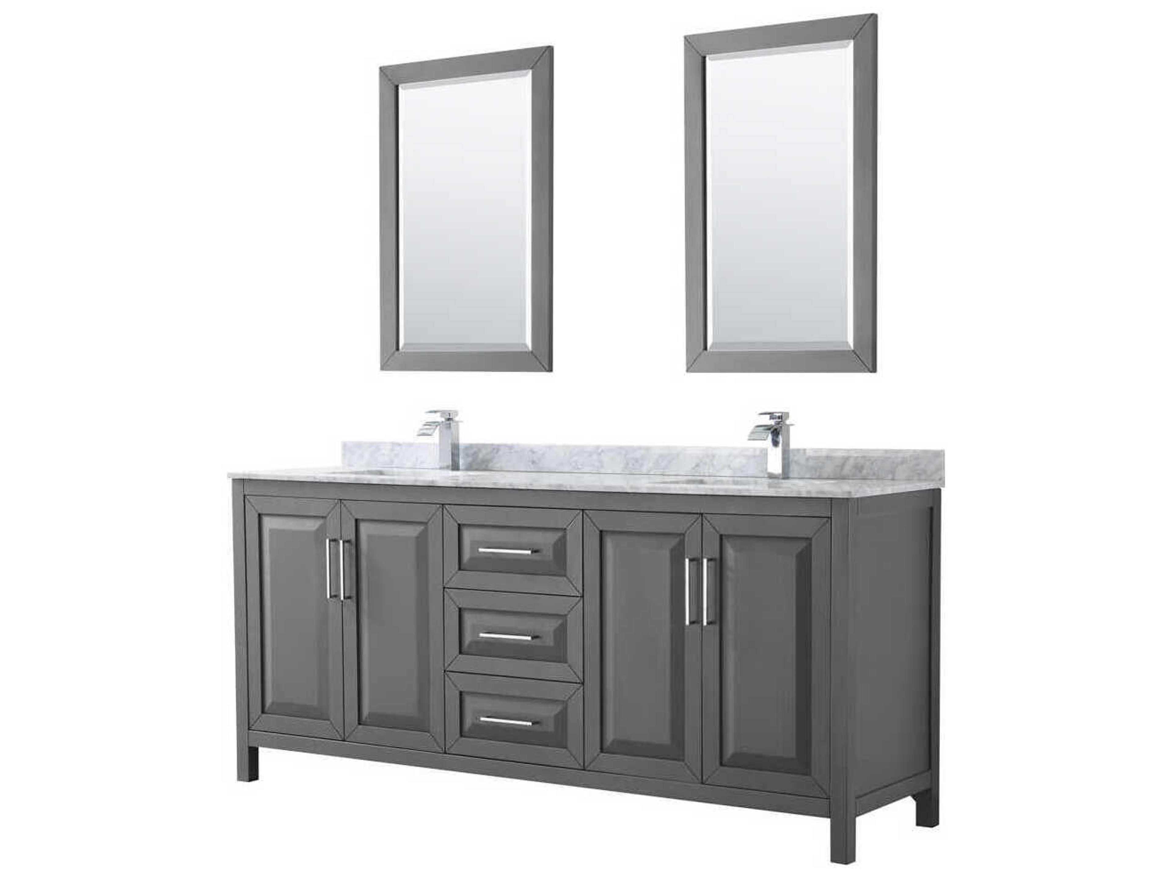 Wyndham Collection Daria 80" Dark Gray Vanity with 24" Mirror