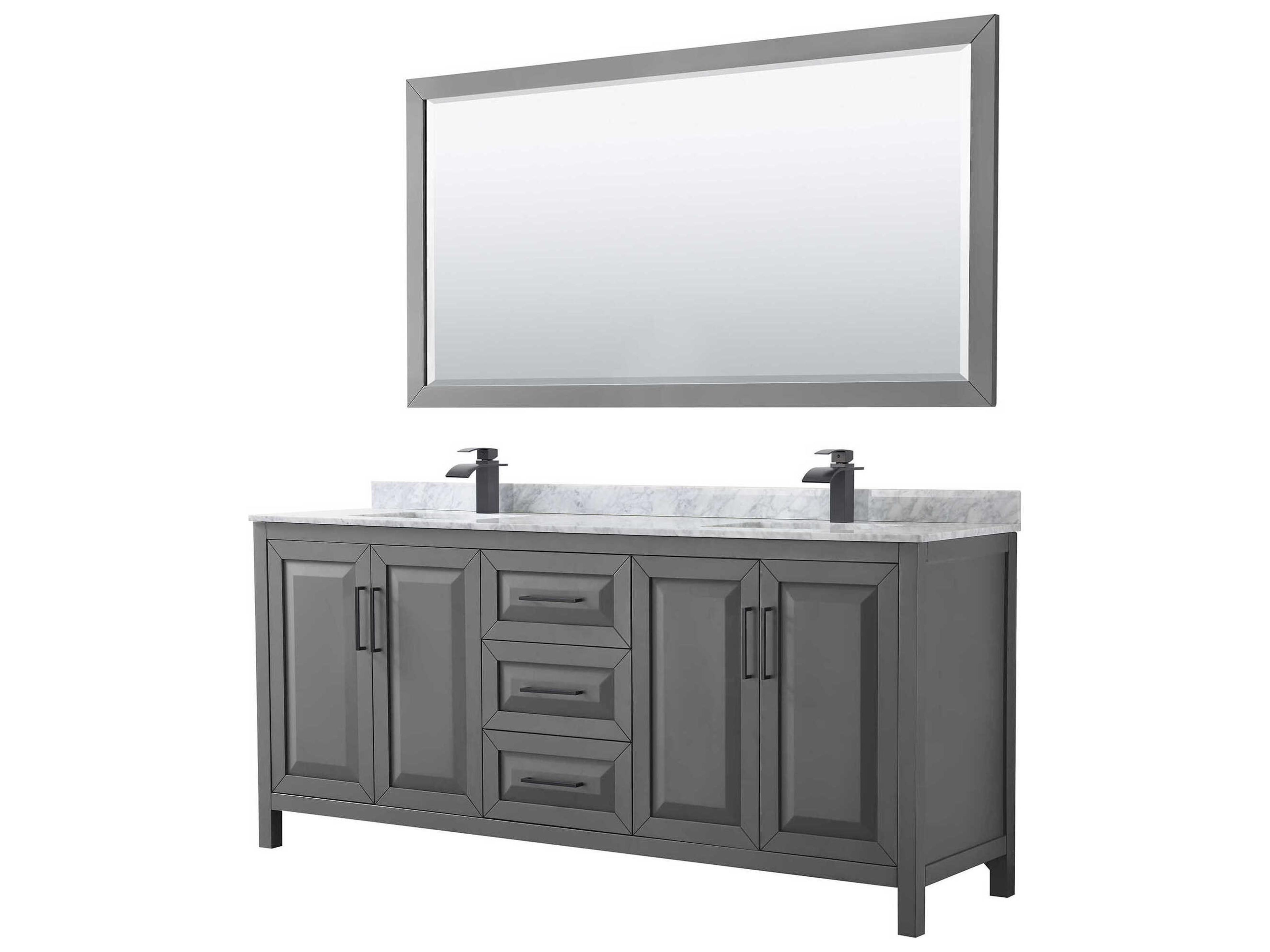 Wyndham Collection Daria 80" Dark Gray Vanity with 70" Mirror