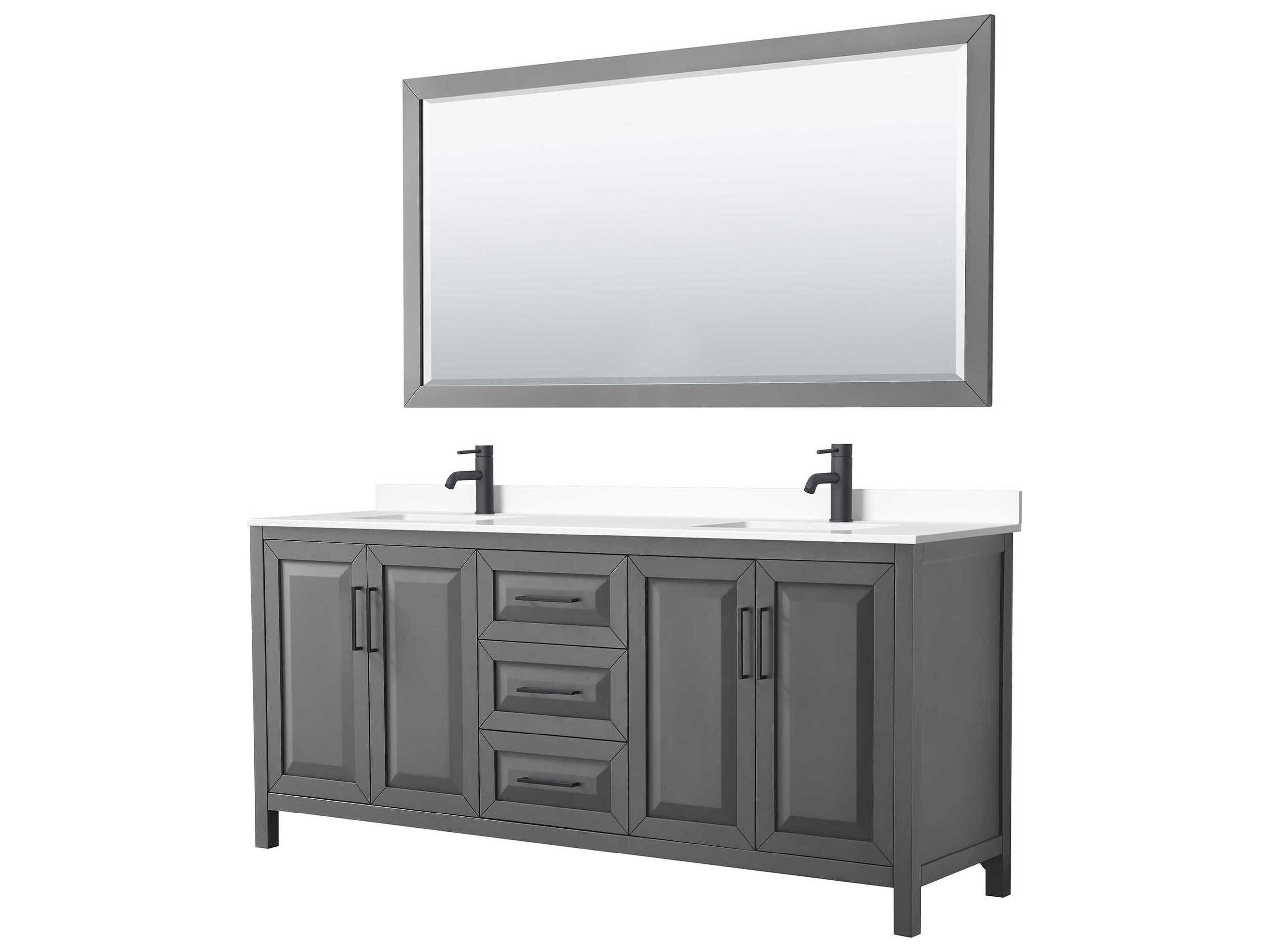 Wyndham Collection Daria 80" Dark Gray Vanity with 70" Mirror