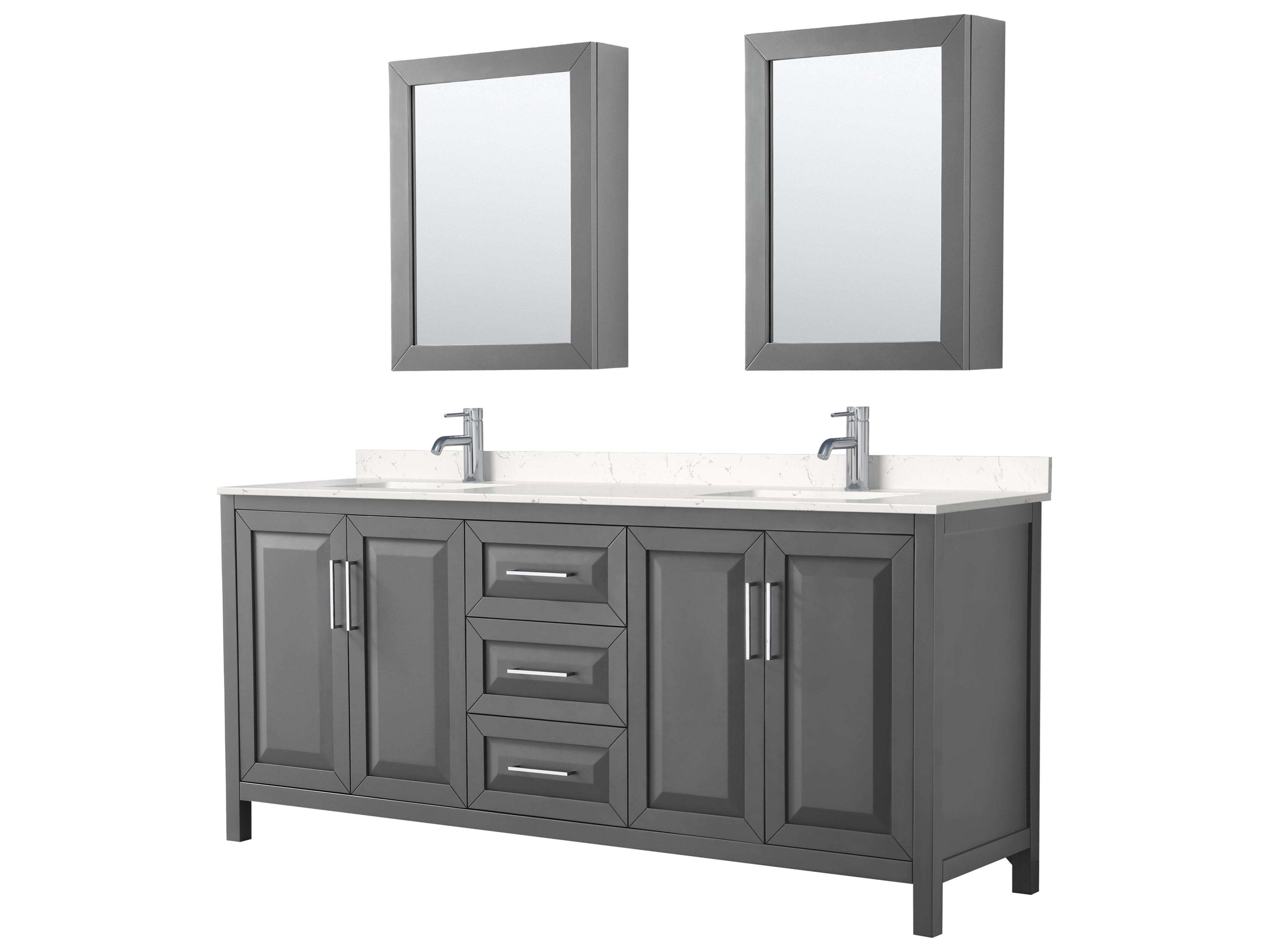Wyndham Collection Daria 80" Dark Gray Vanity with Medicine Cabinet