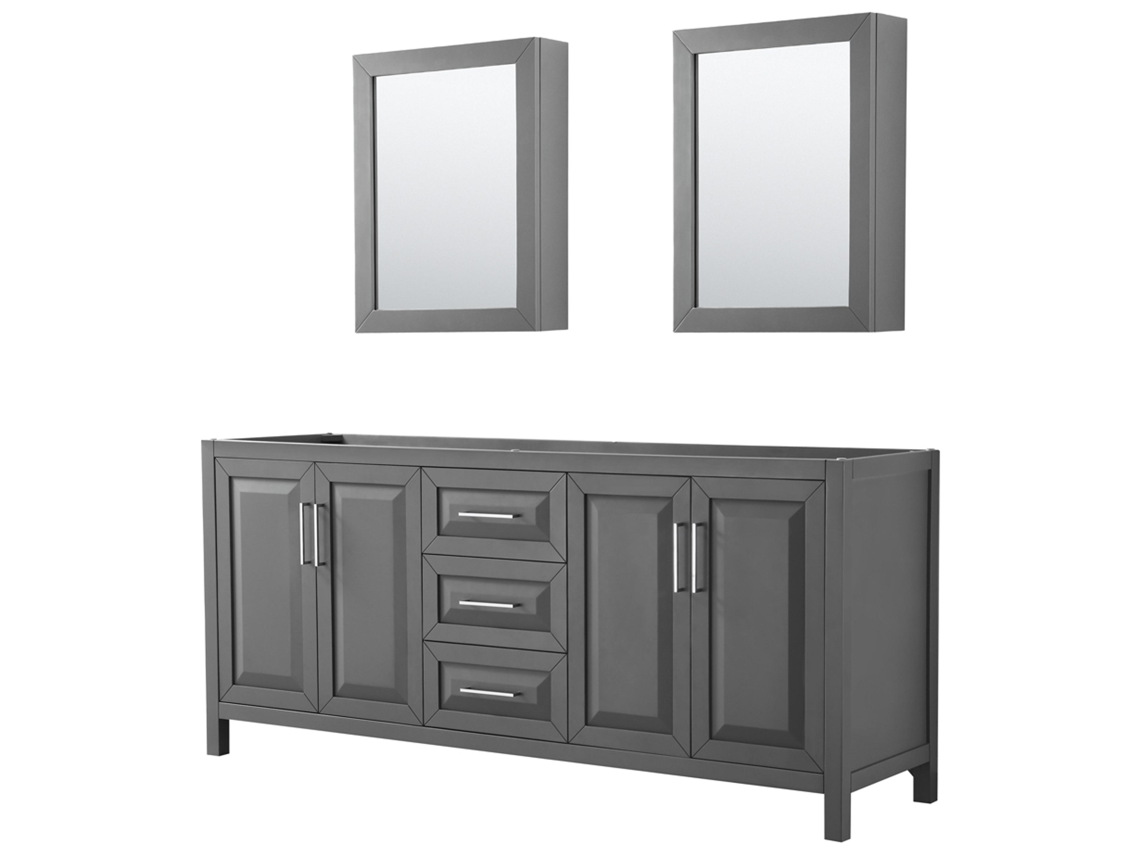 Wyndham Collection Daria 79" Dark Gray Vanity with Medicine Cabinet