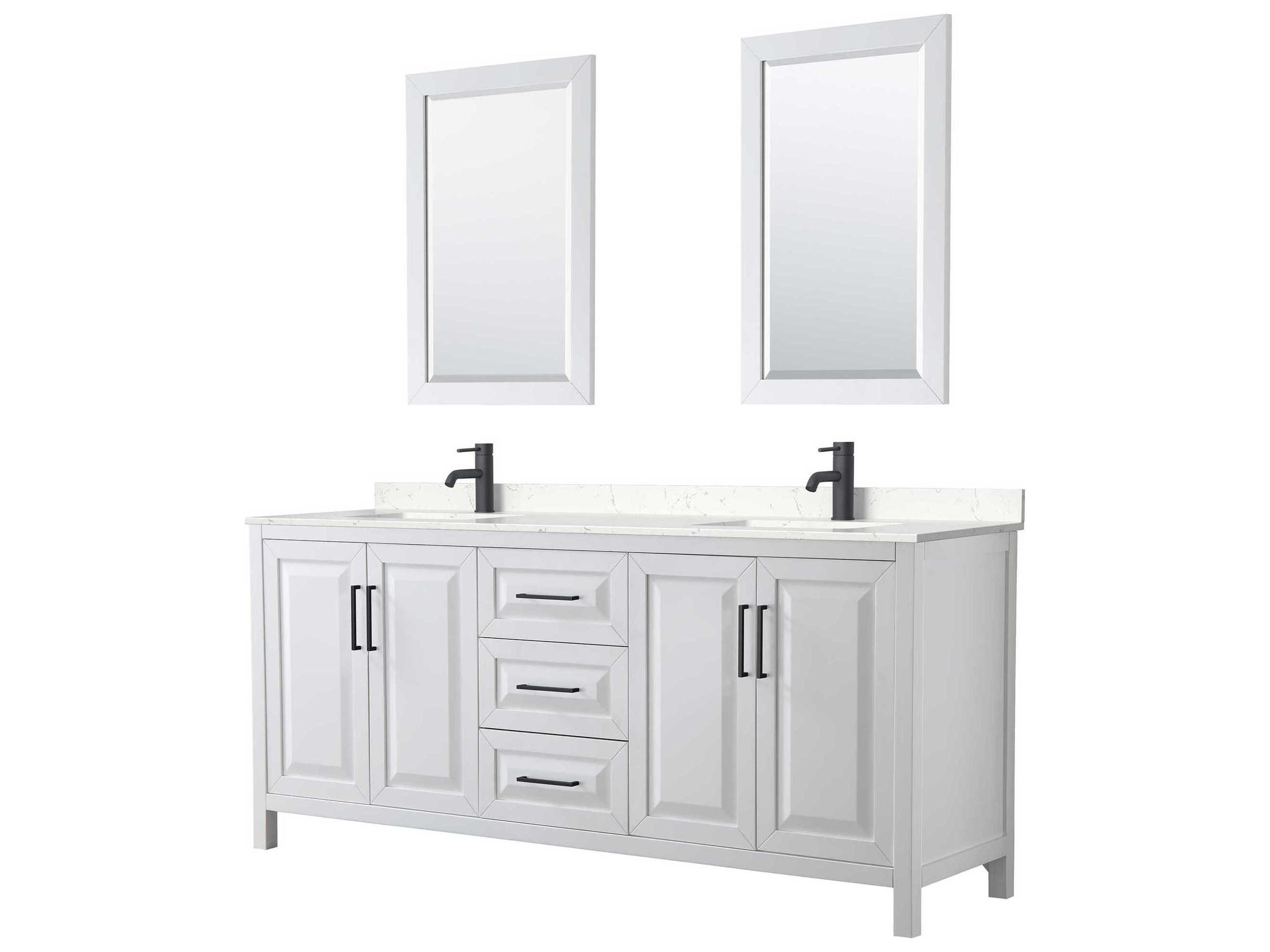 Daria 80" White Vanity with 24" Mirror
