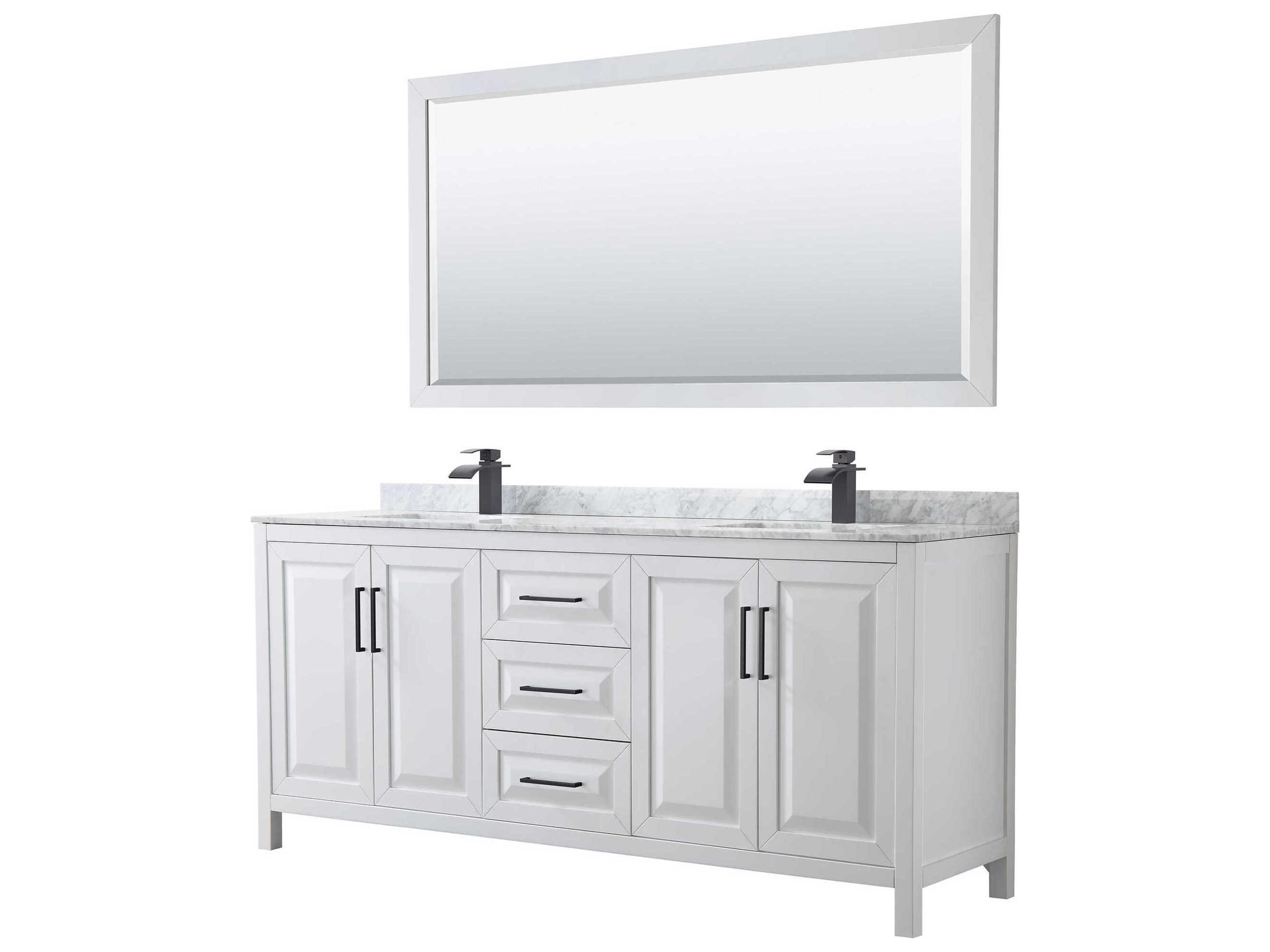 Wyndham Collection Daria 80" White Vanity with 70" Mirror