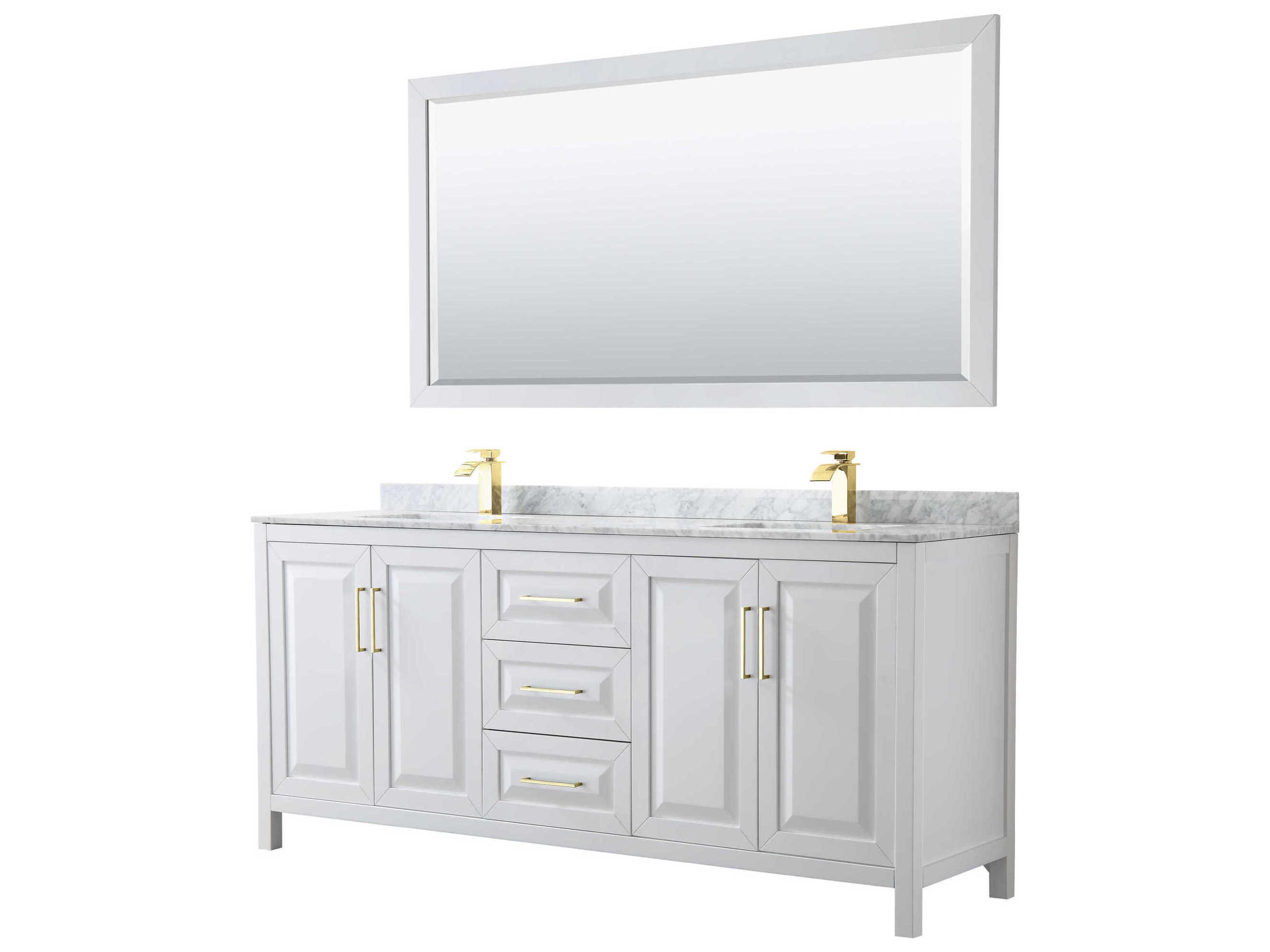 Wyndham Collection Daria 80" White Vanity with 70" Mirror