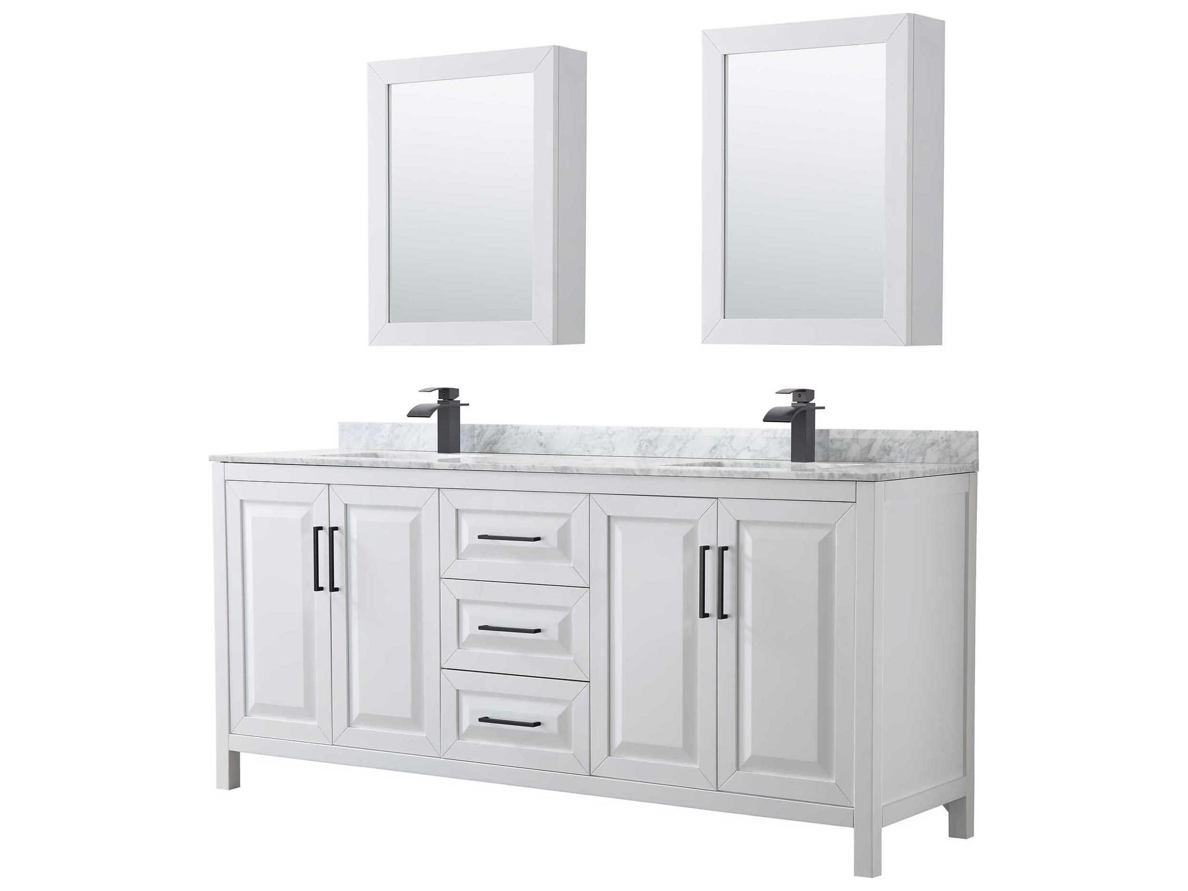 Wyndham Collection Daria 80" White Vanity with Medicine Cabinet