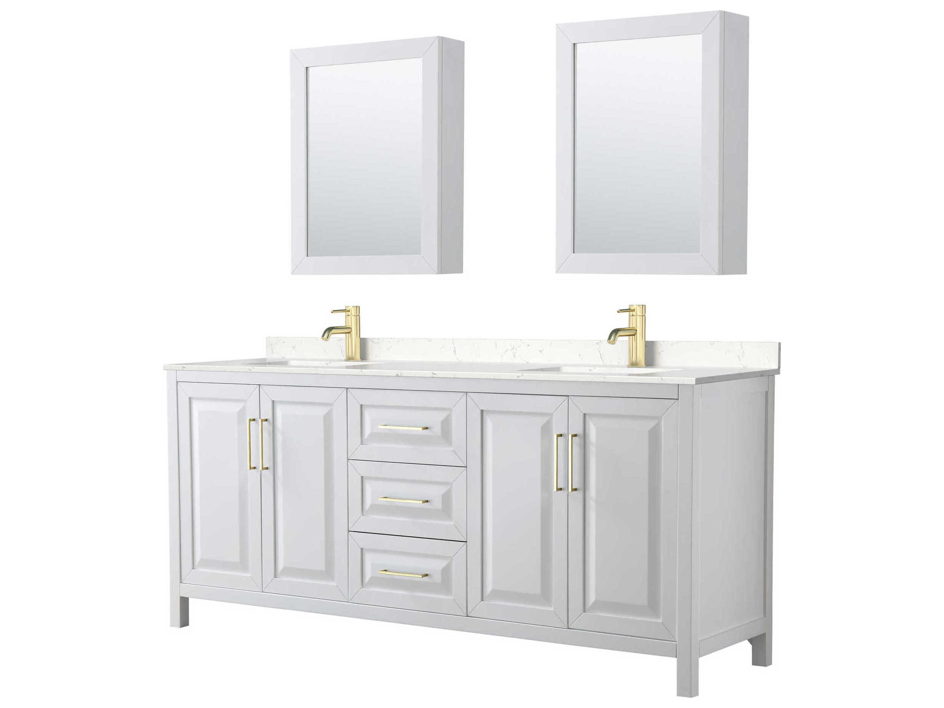 Wyndham Collection Daria 80" White Vanity with Medicine Cabinet