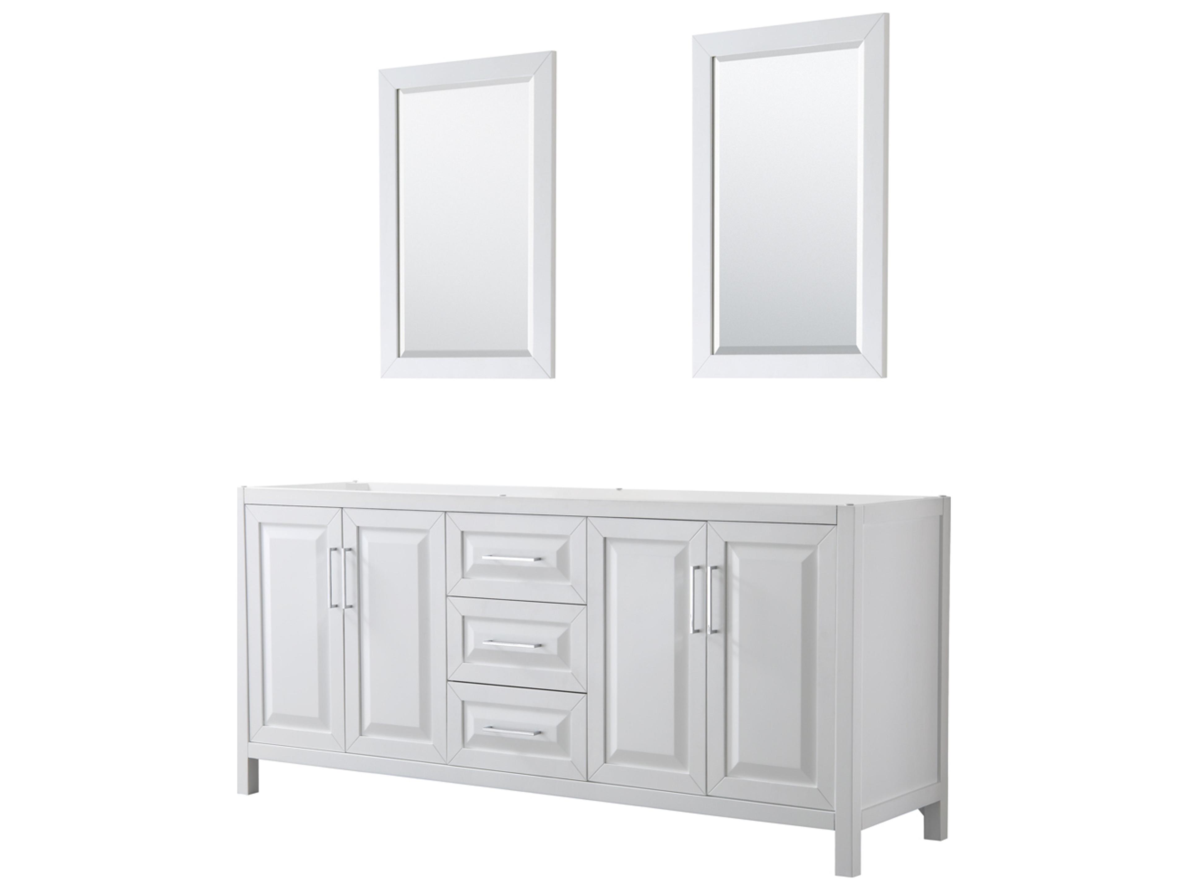 Wyndham Collection Daria 79" White Vanity with 24" Mirror
