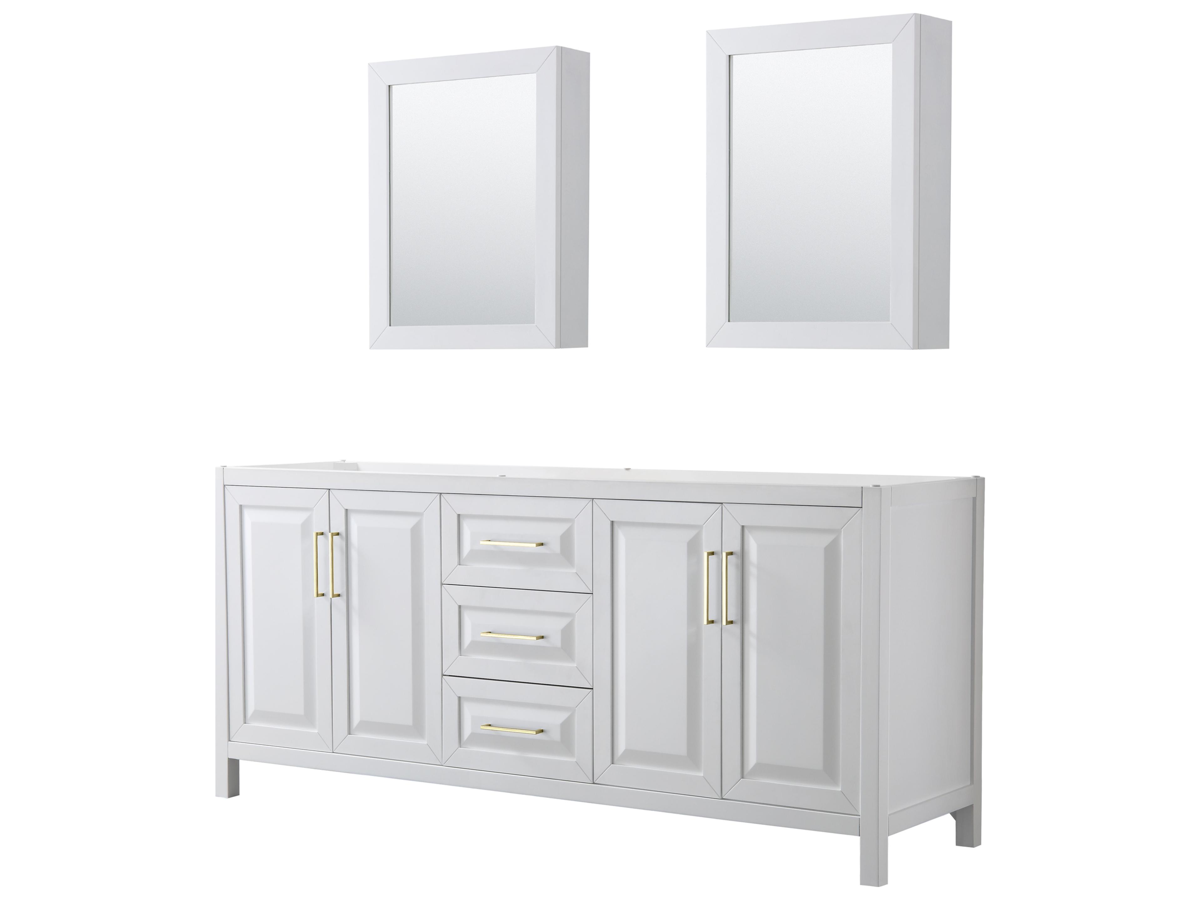Wyndham Collection Daria 79" White Vanity with Medicine Cabinet