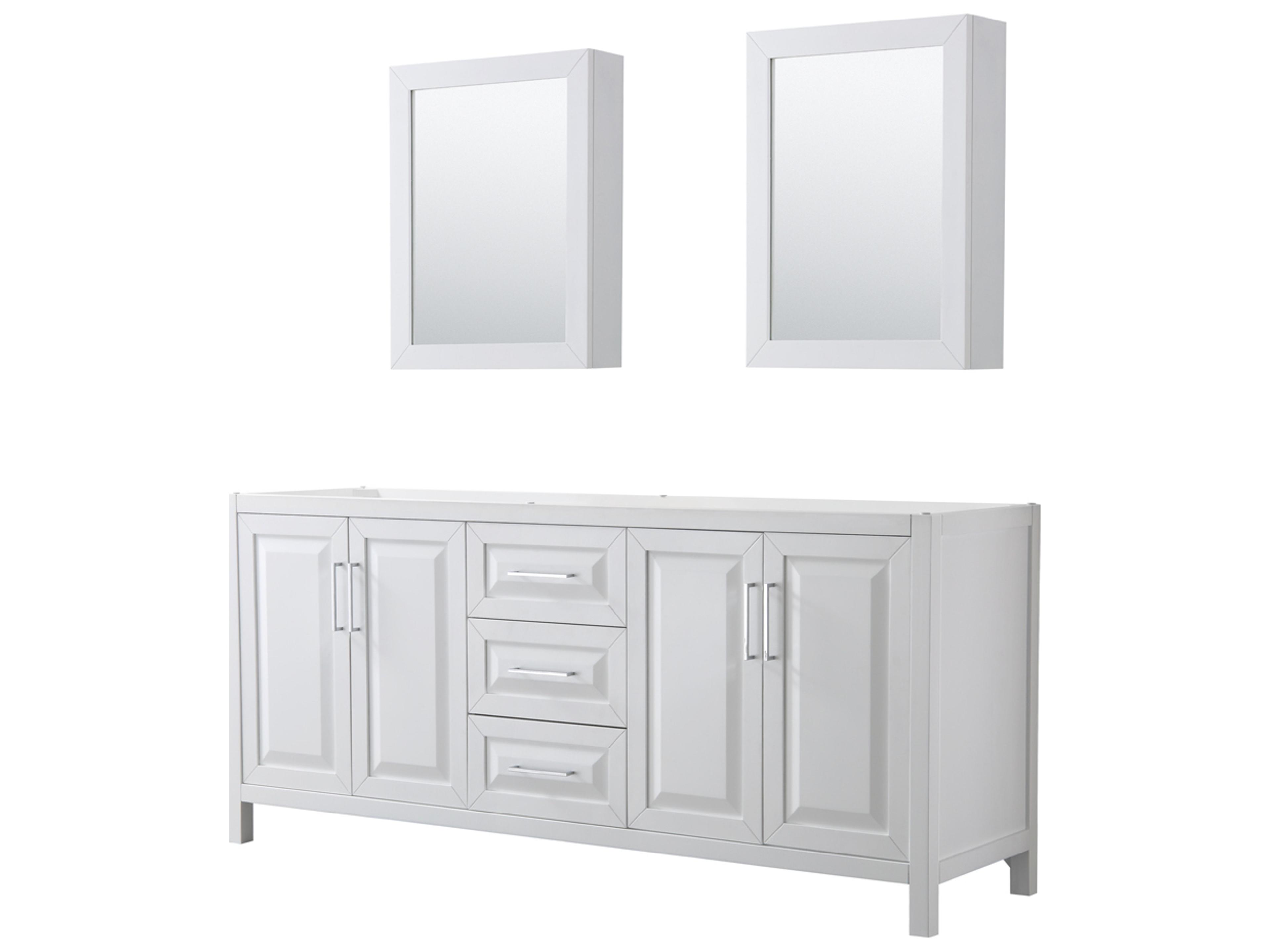 Wyndham Collection Daria 79" White Vanity with Medicine Cabinet