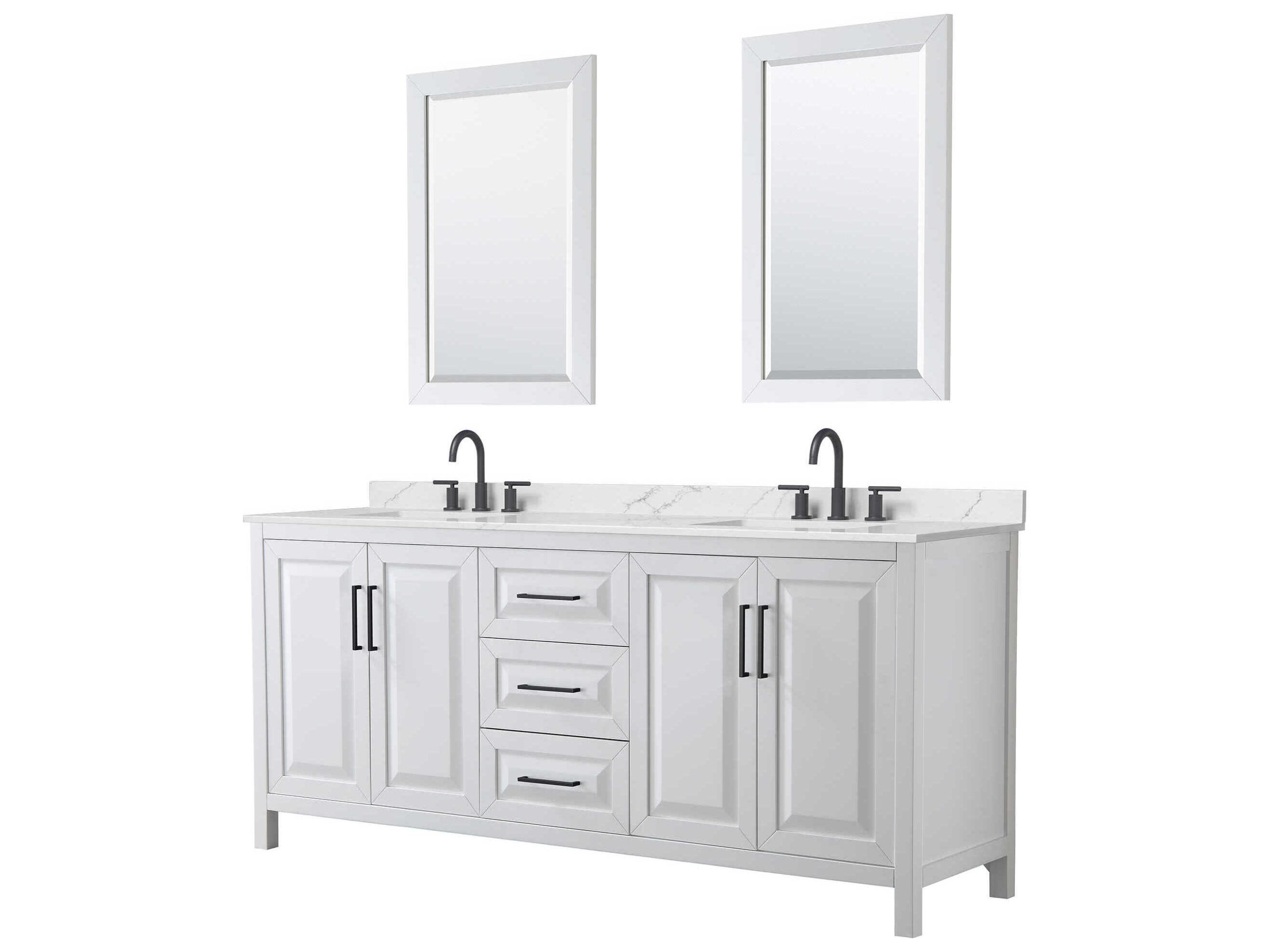 Wyndham Collection Daria 80" White Vanity with 24" Mirror