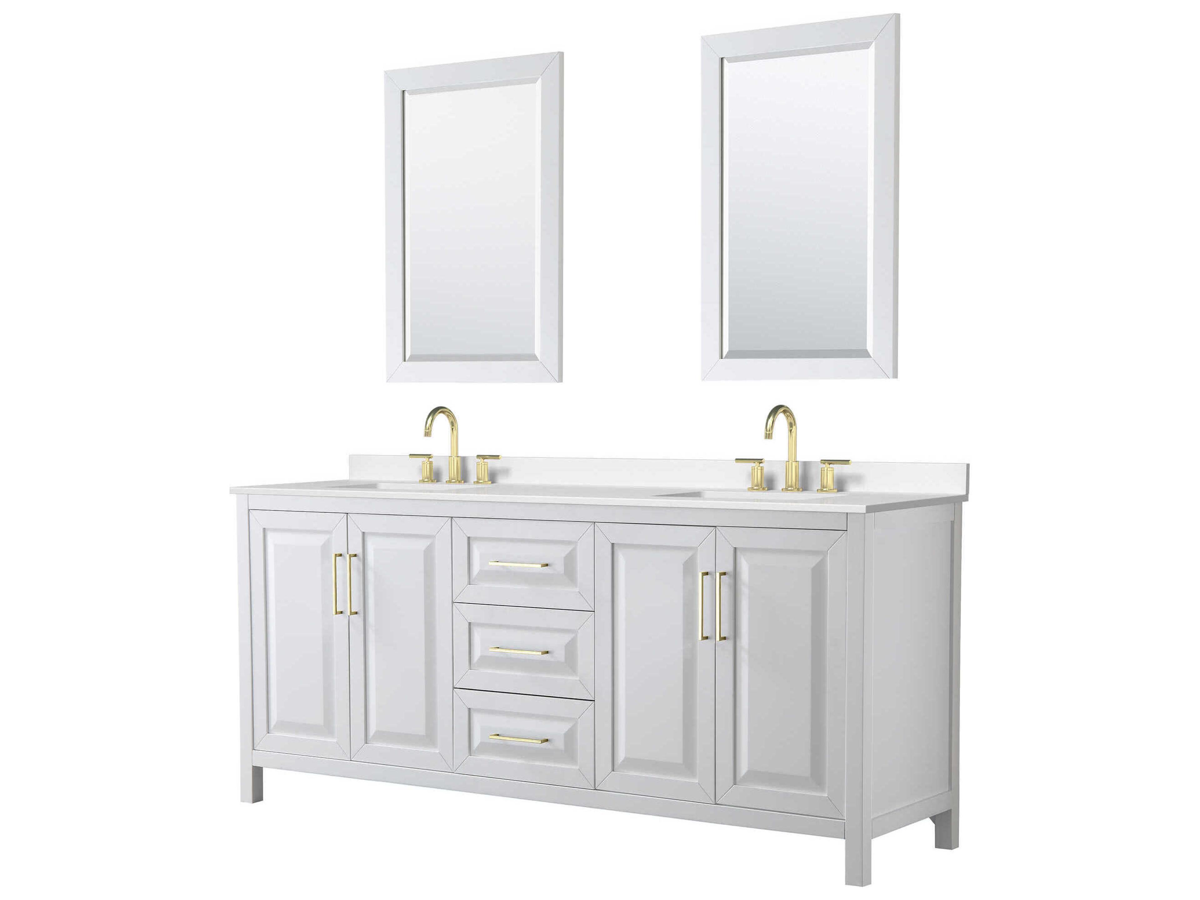 Wyndham Collection Daria 80" White Vanity with 24" Mirror