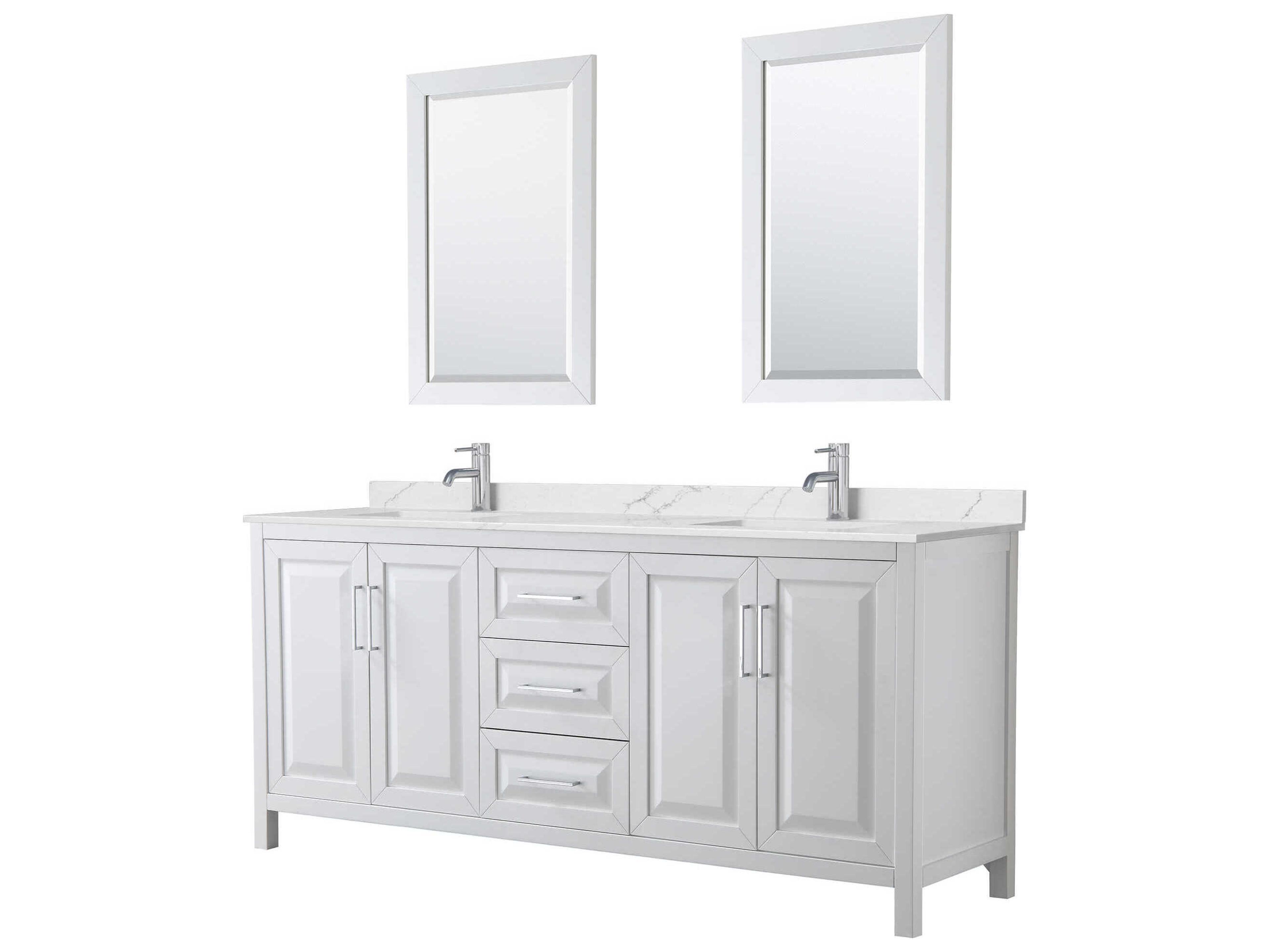 Wyndham Collection Daria 80" White Vanity with 24" Mirror
