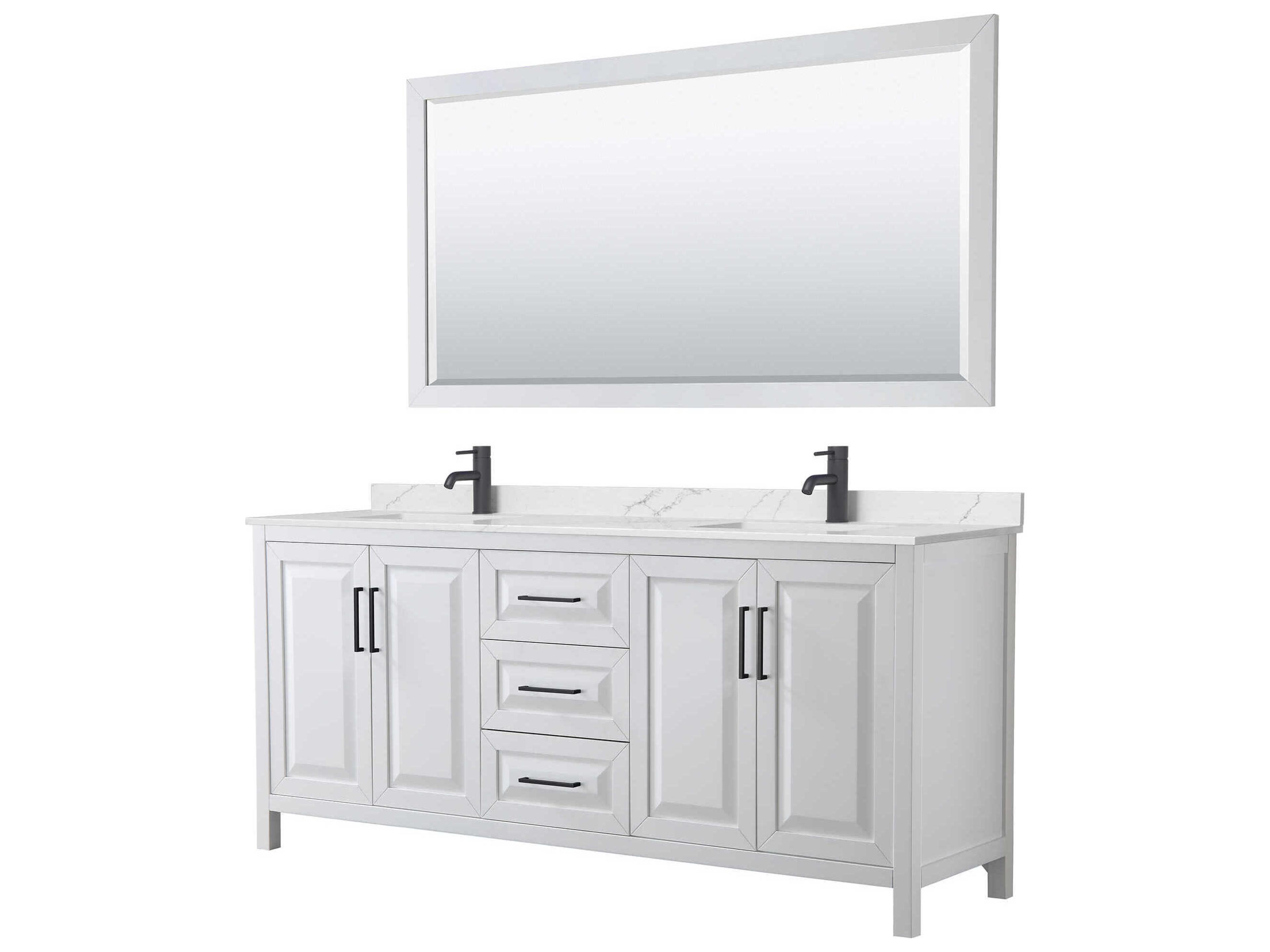 Daria 80" White Vanity with 70" Mirror