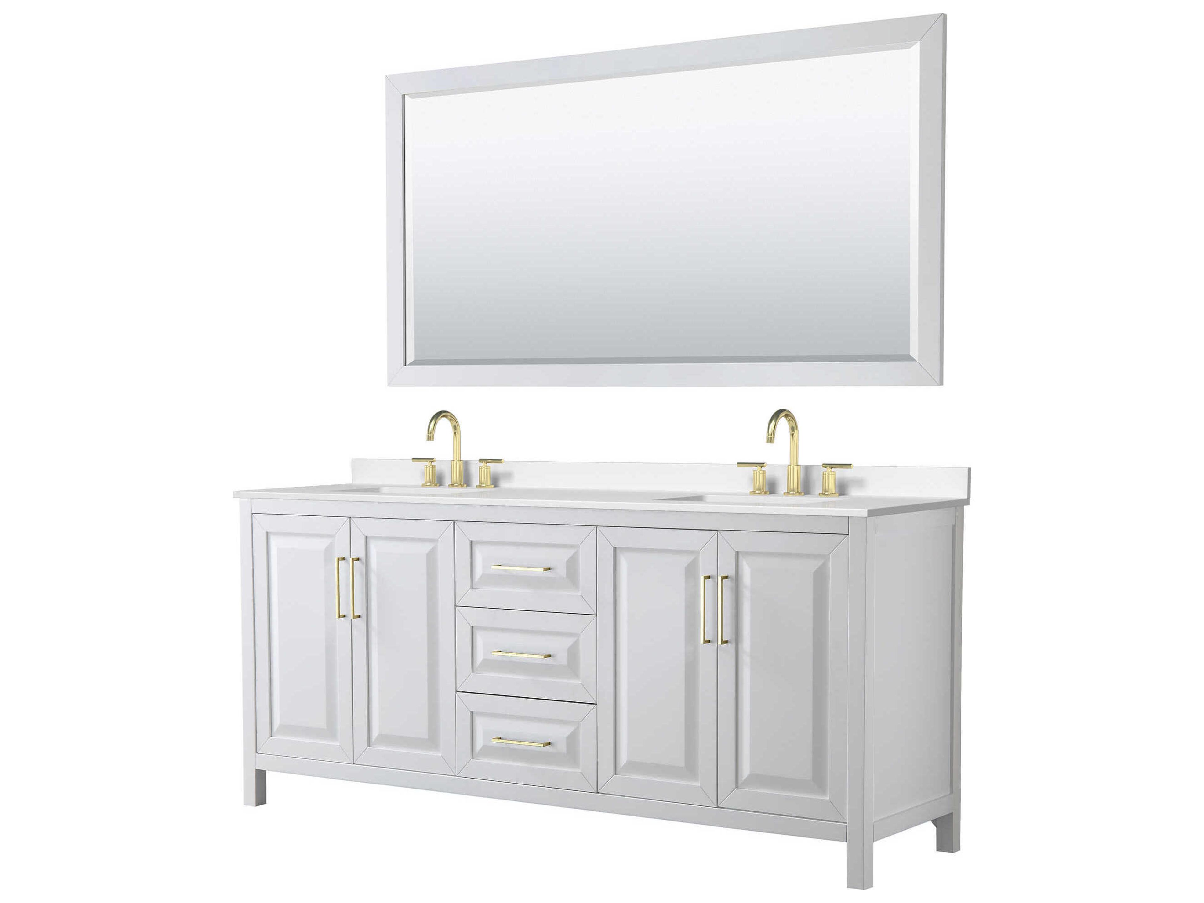 Wyndham Collection Daria 80" White Vanity with 70" Mirror