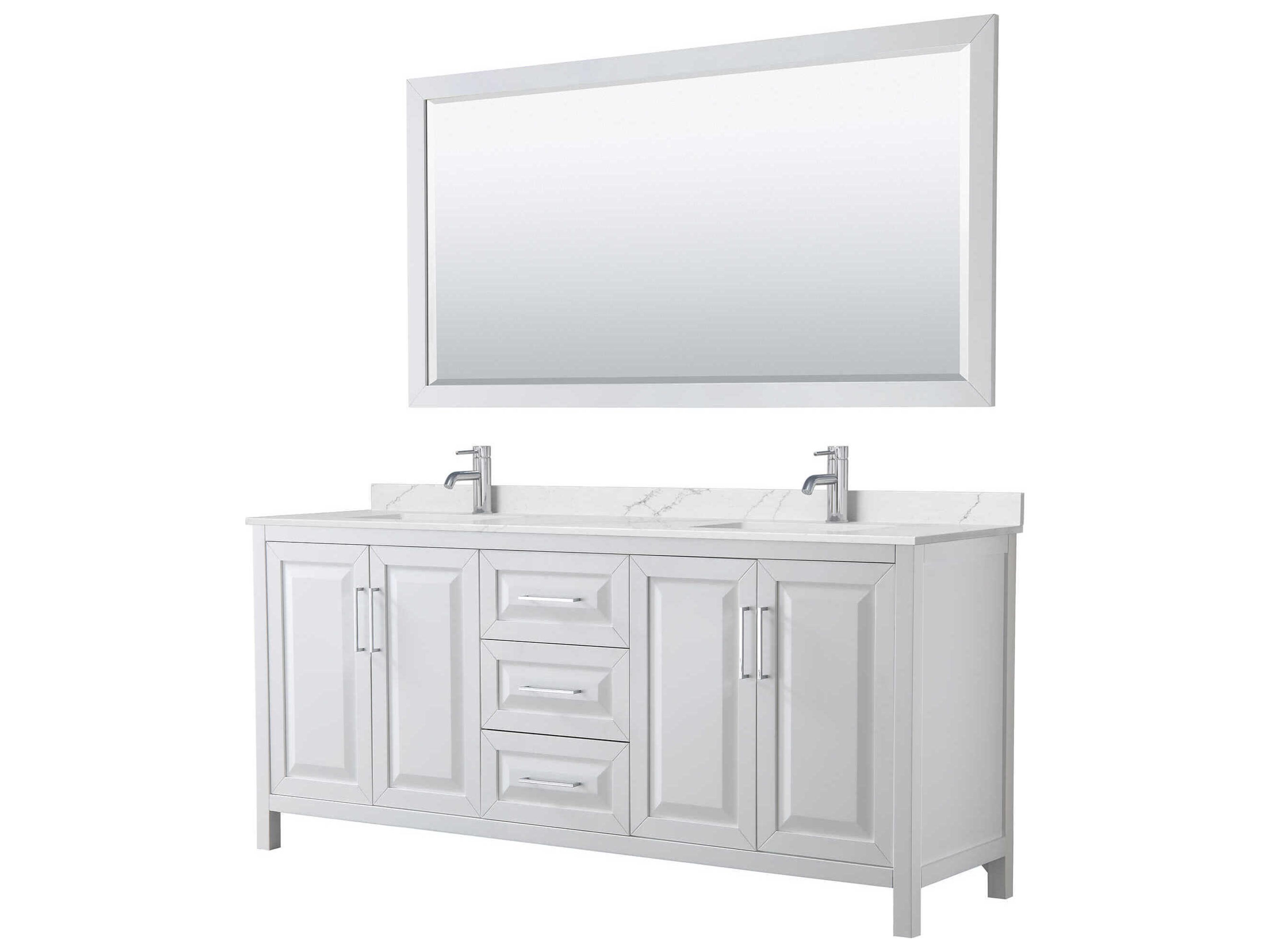 Wyndham Collection Daria 80" White Vanity with 70" Mirror