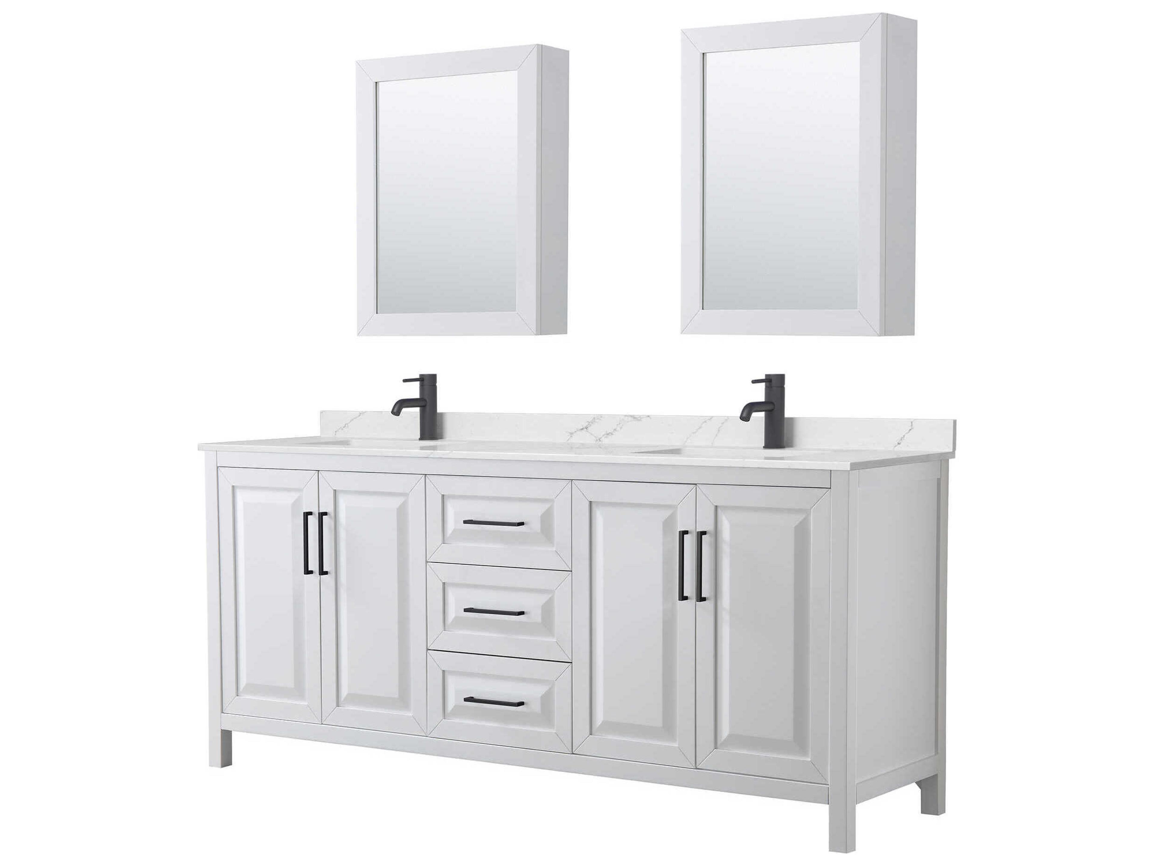 Daria 80" White Vanity with Medicine Cabinet
