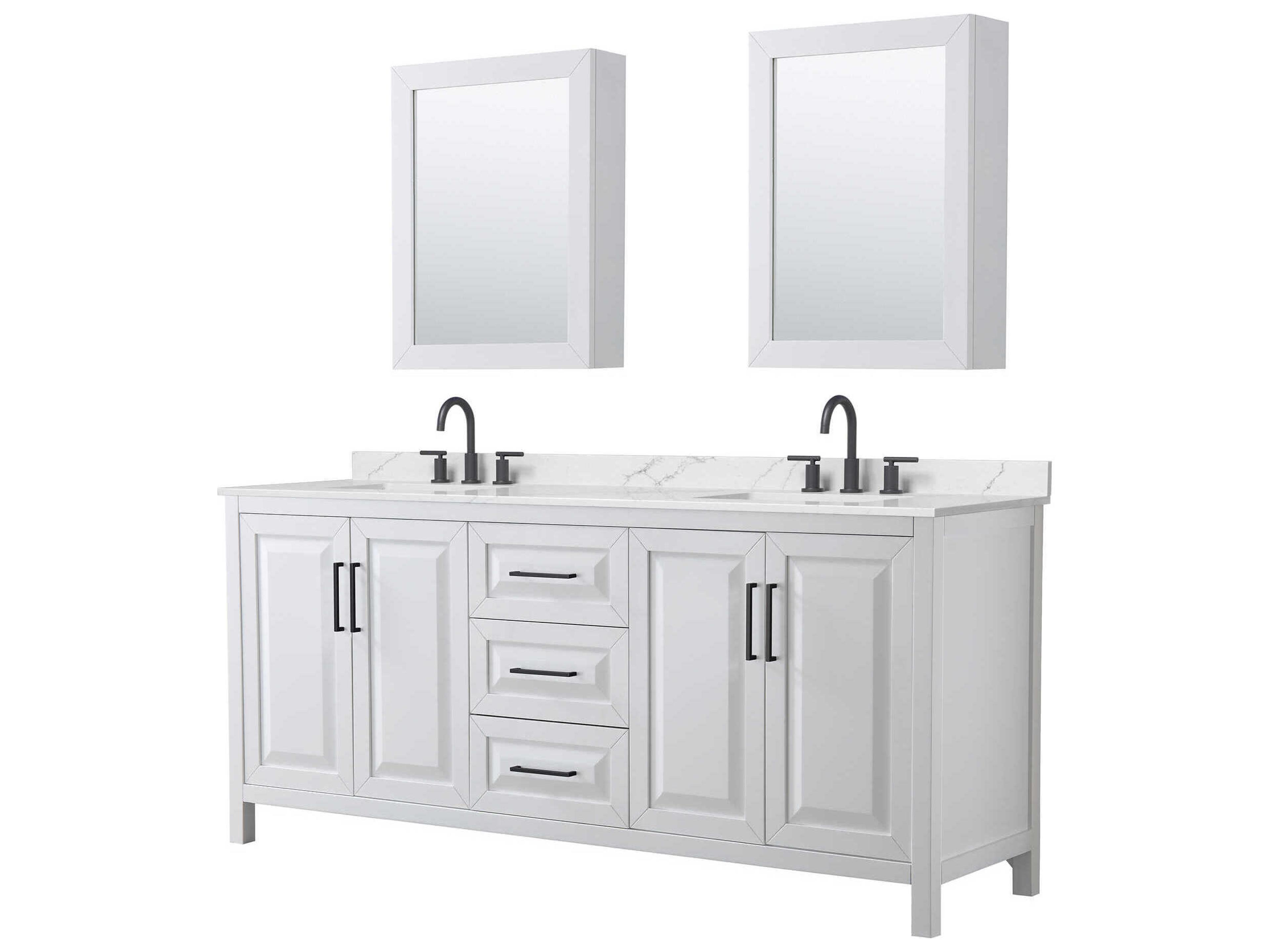 Wyndham Collection Daria 80" White Vanity with Medicine Cabinet