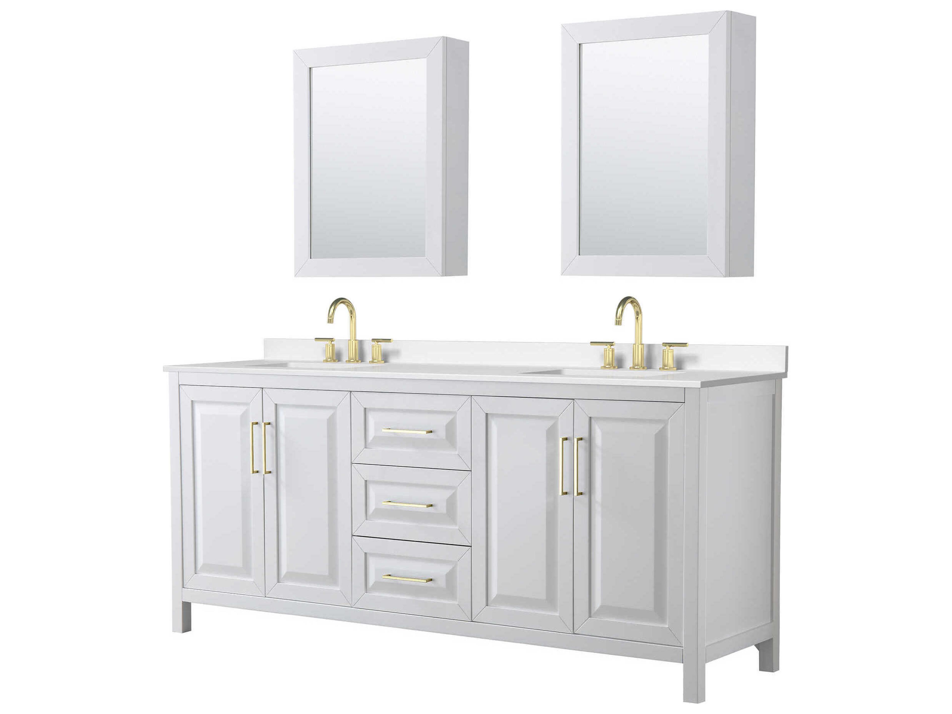 Wyndham Collection Daria 80" White Vanity with Medicine Cabinet