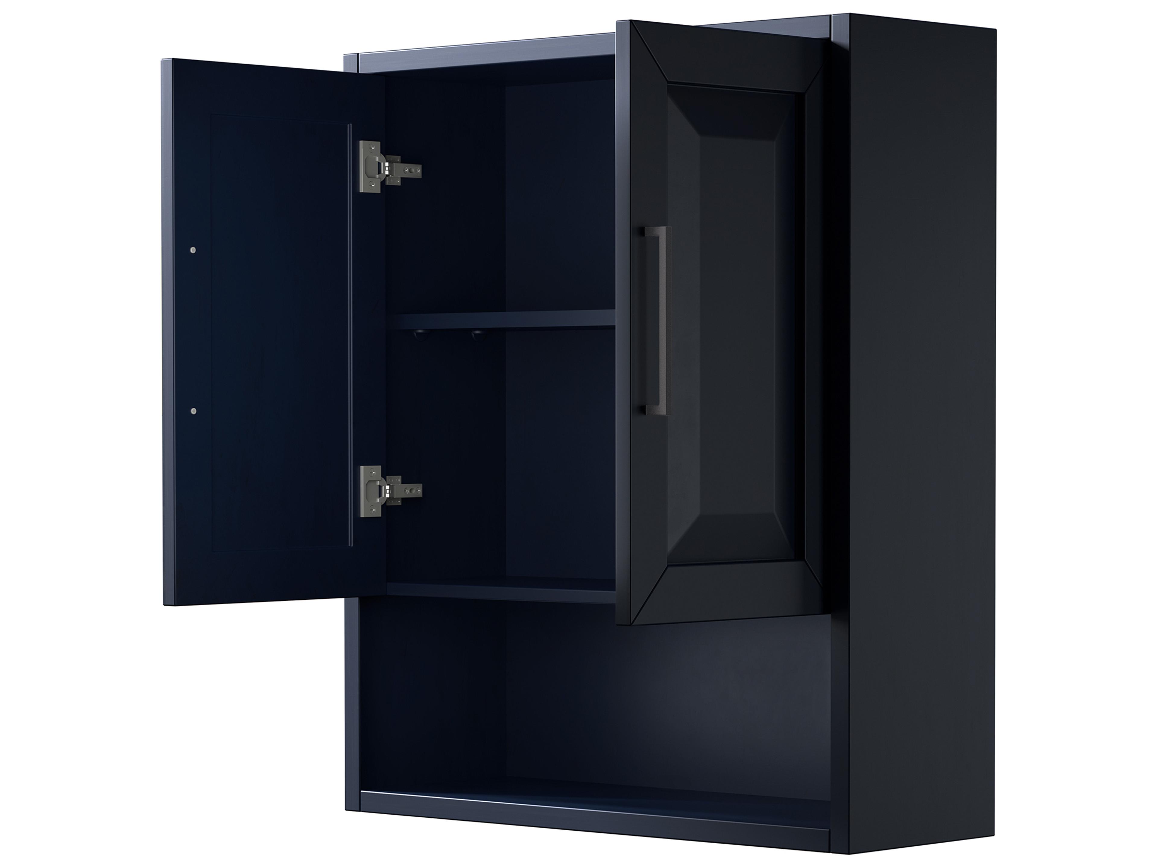 Wyndham Collection Daria Dark Blue Over-the-Toilet Bathroom Wall-Mounted Storage Cabinet