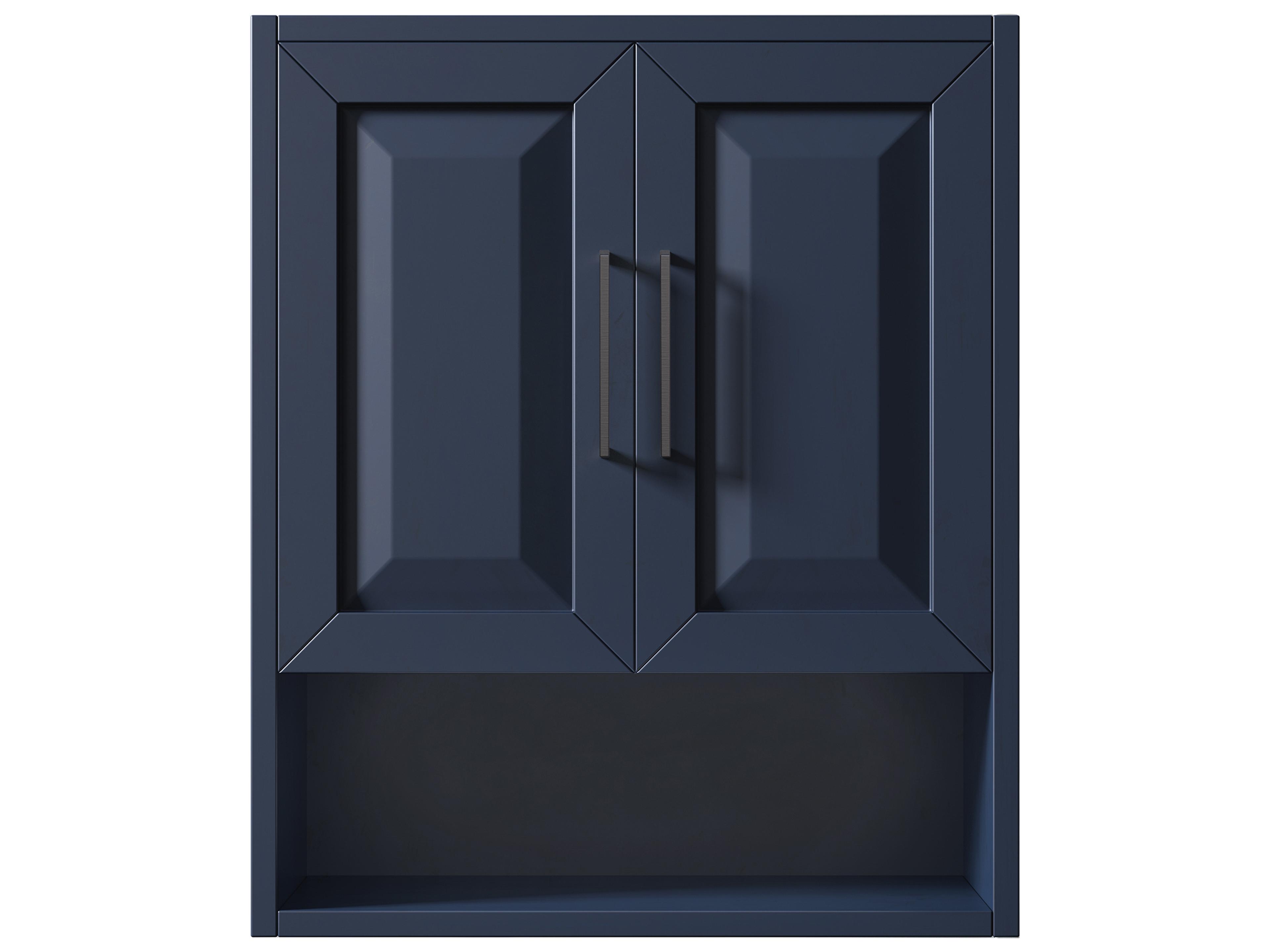 Wyndham Collection Daria Dark Blue Over-the-Toilet Bathroom Wall-Mounted Storage Cabinet
