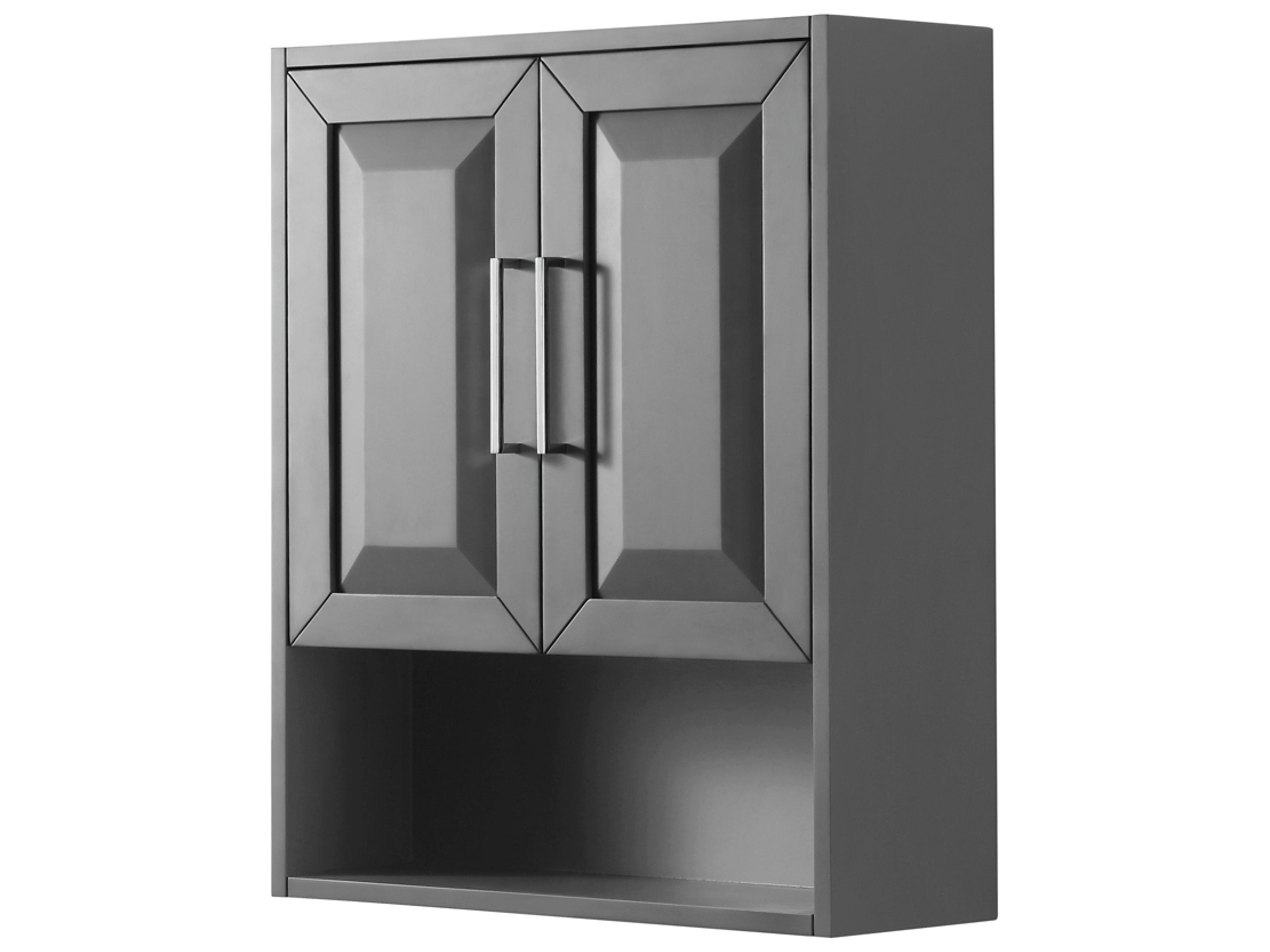 Wyndham Collection Daria Dark Gray Over-the-Toilet Bathroom Wall-Mounted Storage Cabinet