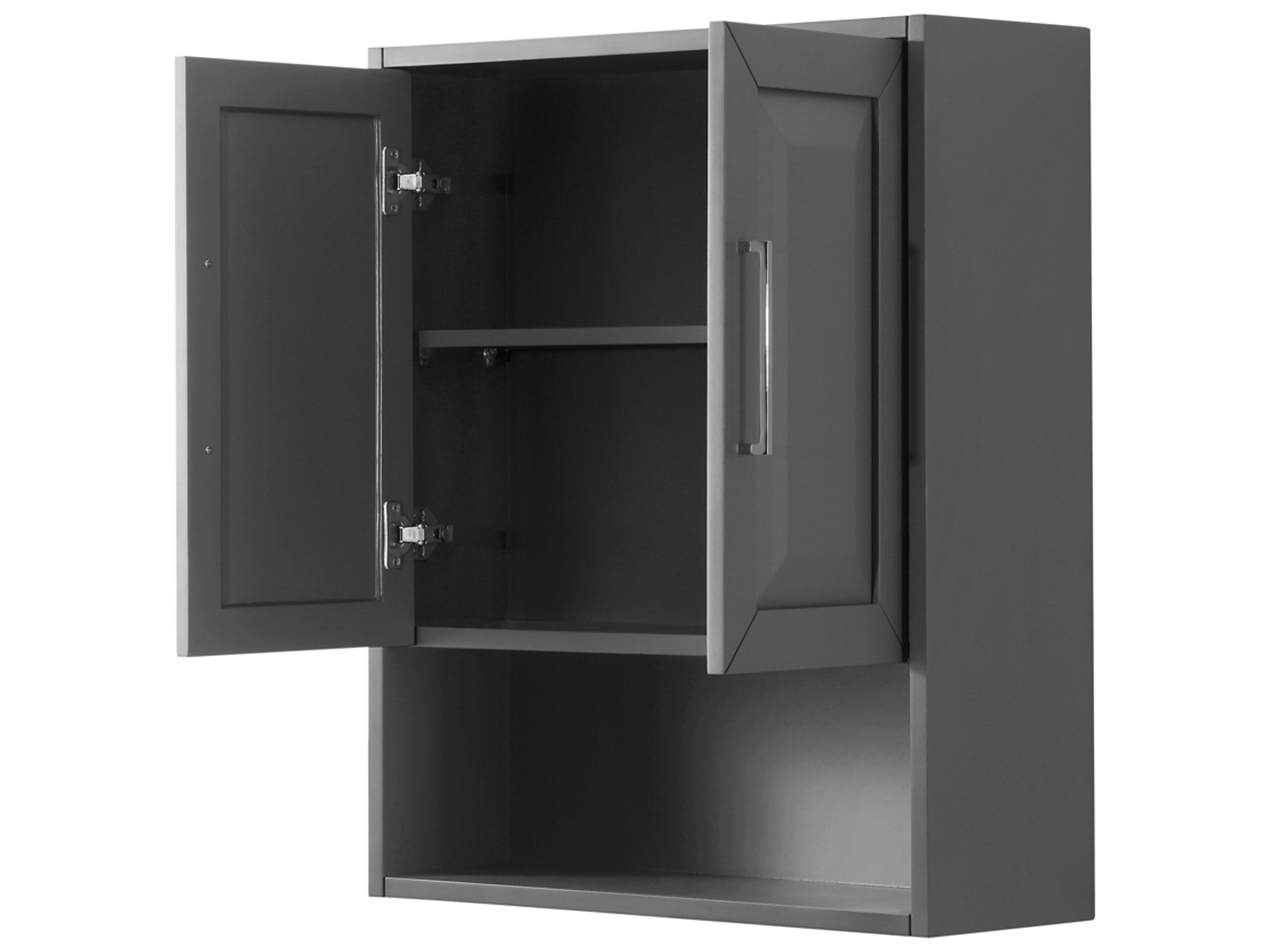 Wyndham Collection Daria Dark Gray Over-the-Toilet Bathroom Wall-Mounted Storage Cabinet