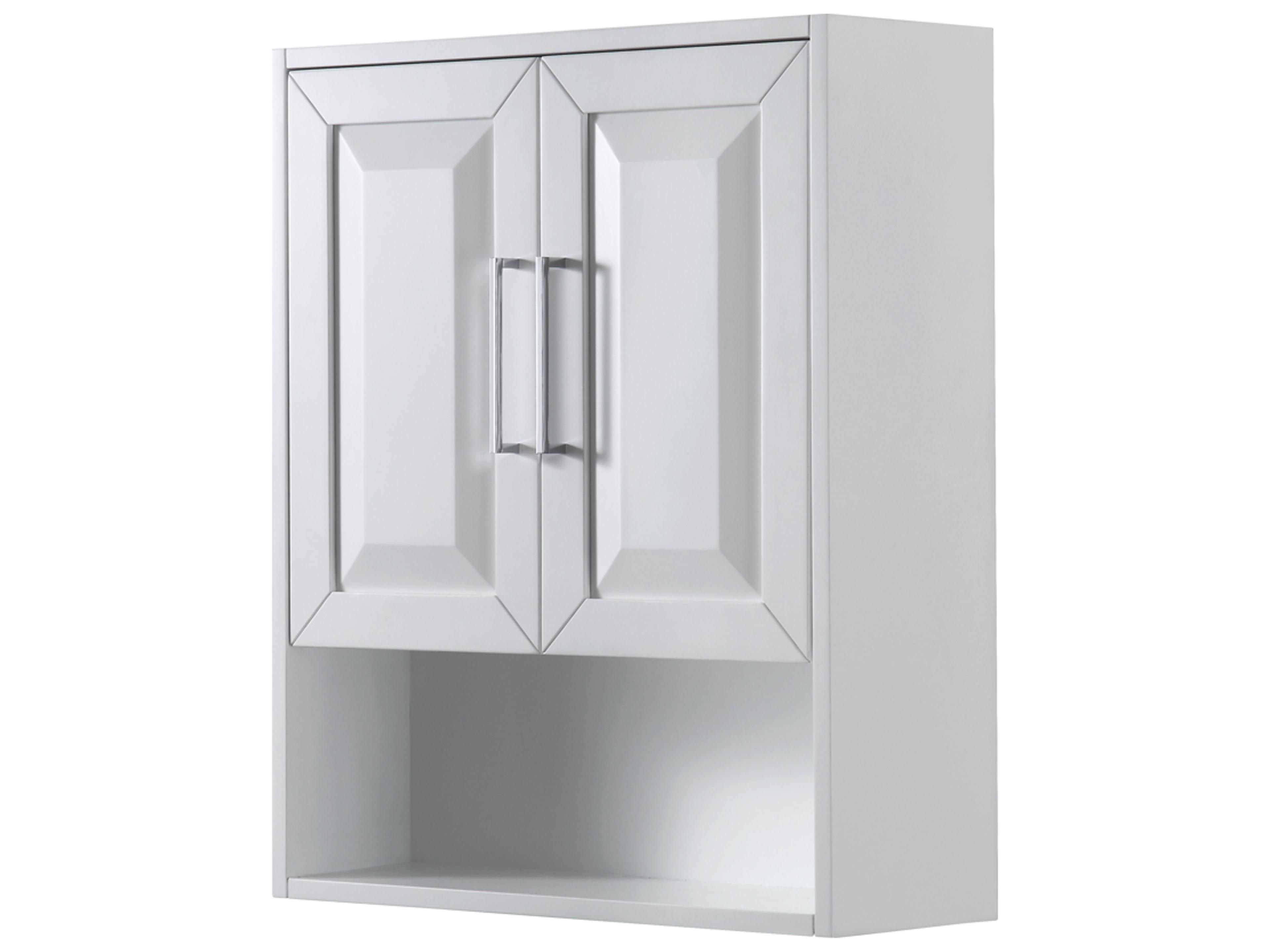 Wyndham Collection Daria White Over-the-Toilet Bathroom Wall-Mounted Storage Cabinet