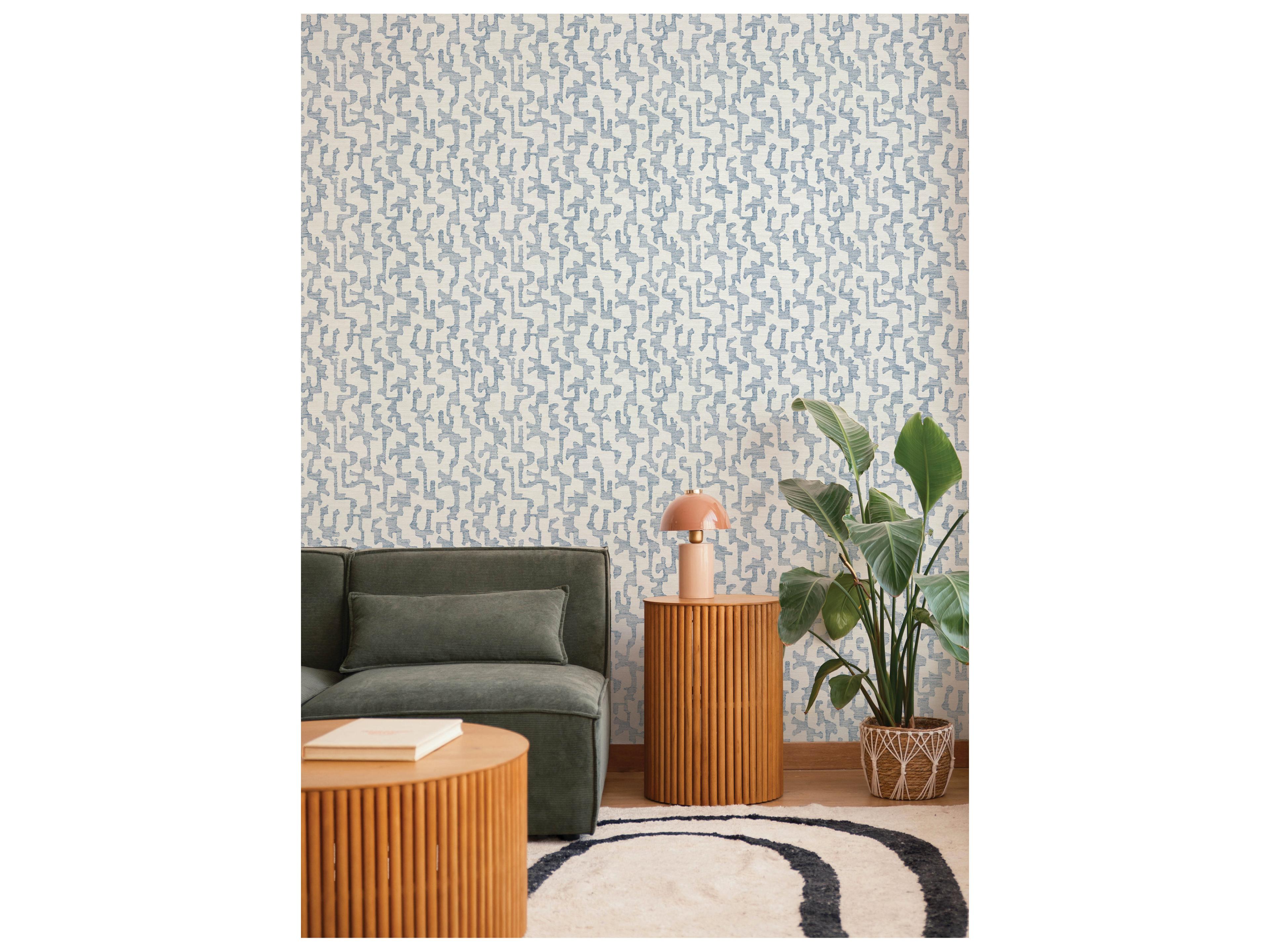 York Wallcoverings Drew & Jonathan Home Fifth Edition Blue Faux Grasscloth Wallpaper