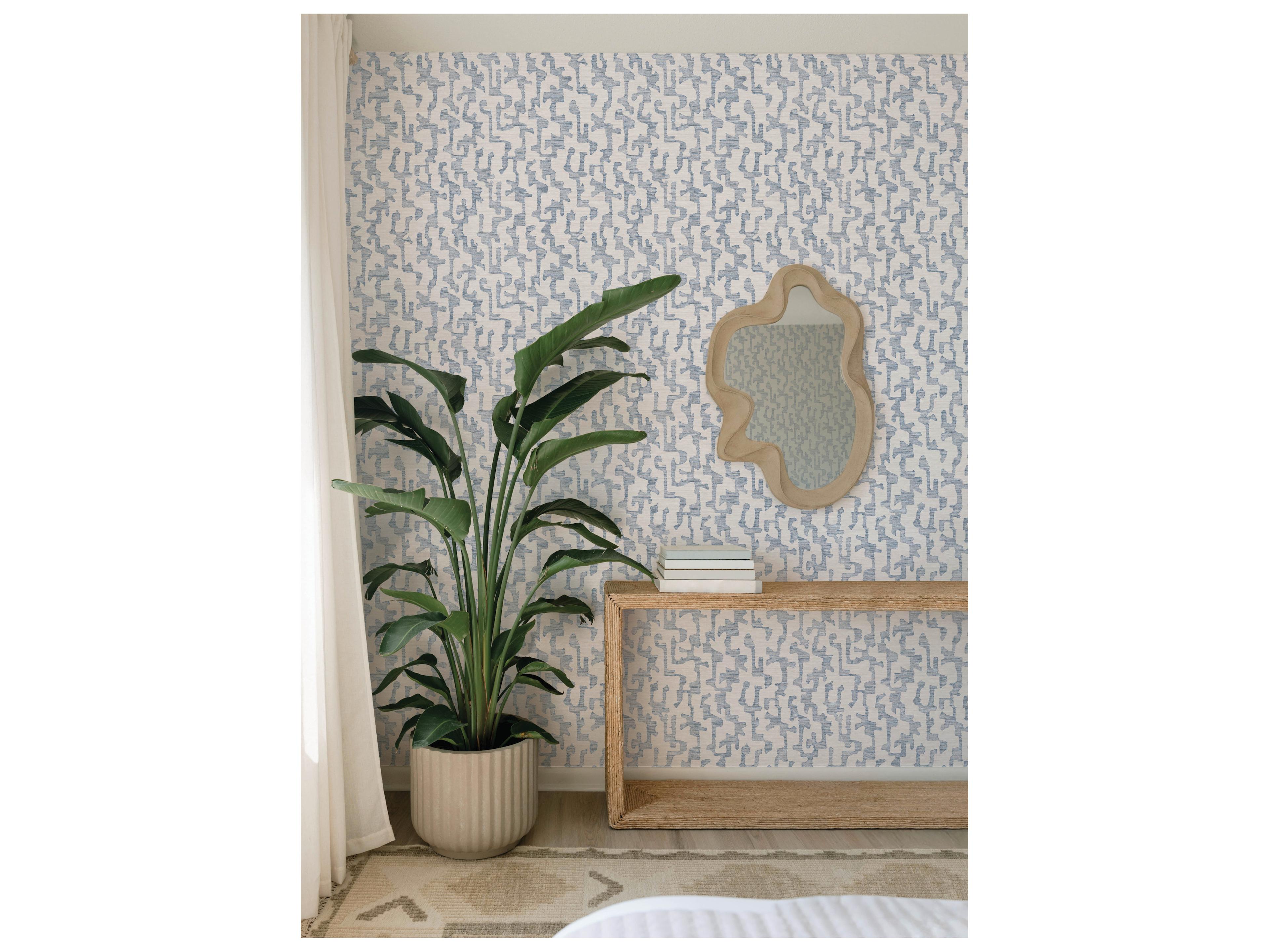 York Wallcoverings Drew & Jonathan Home Fifth Edition Blue Faux Grasscloth Wallpaper