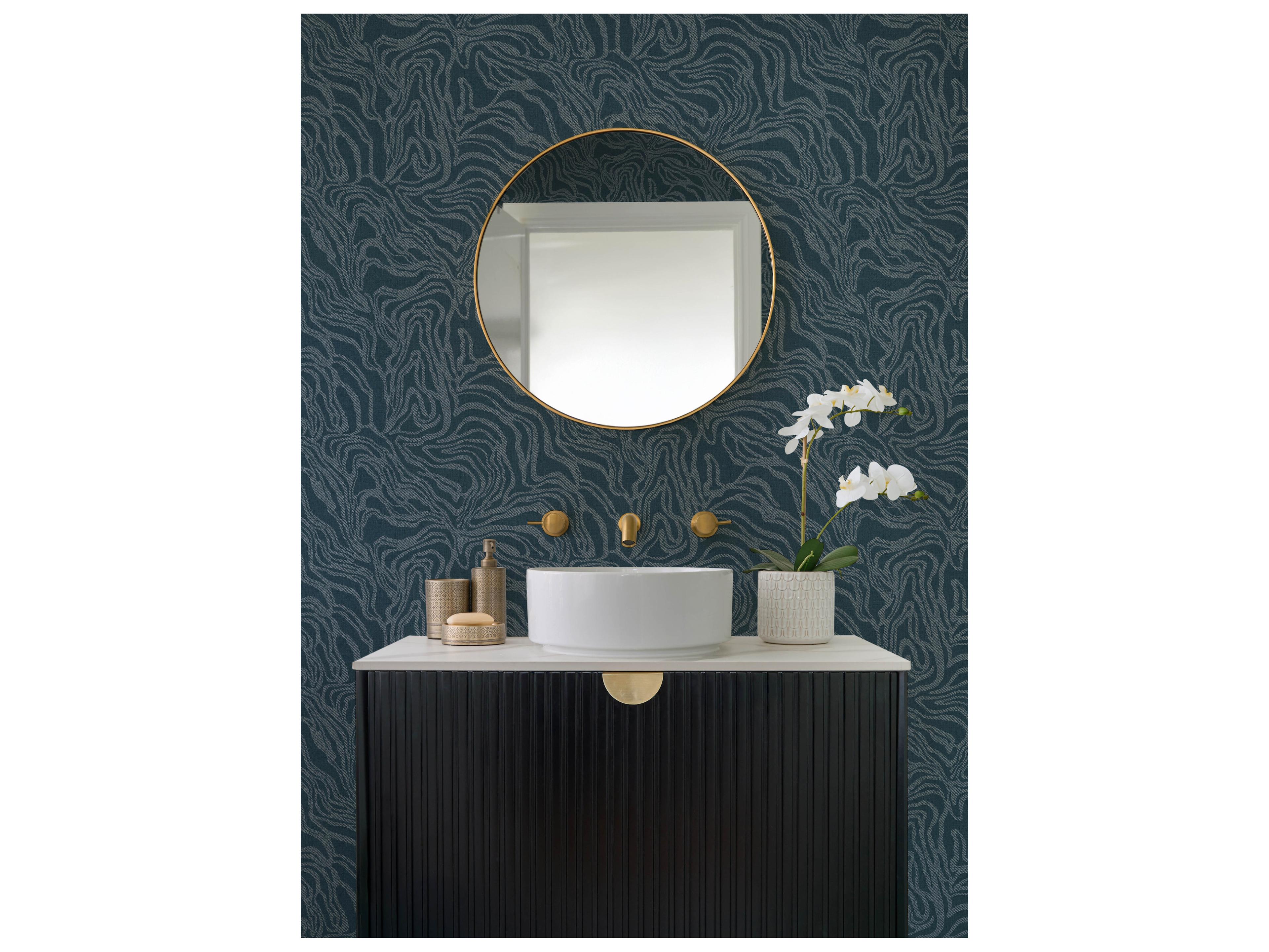 York Wallcoverings Drew & Jonathan Home Fifth Edition Teal Marbled Wallpaper
