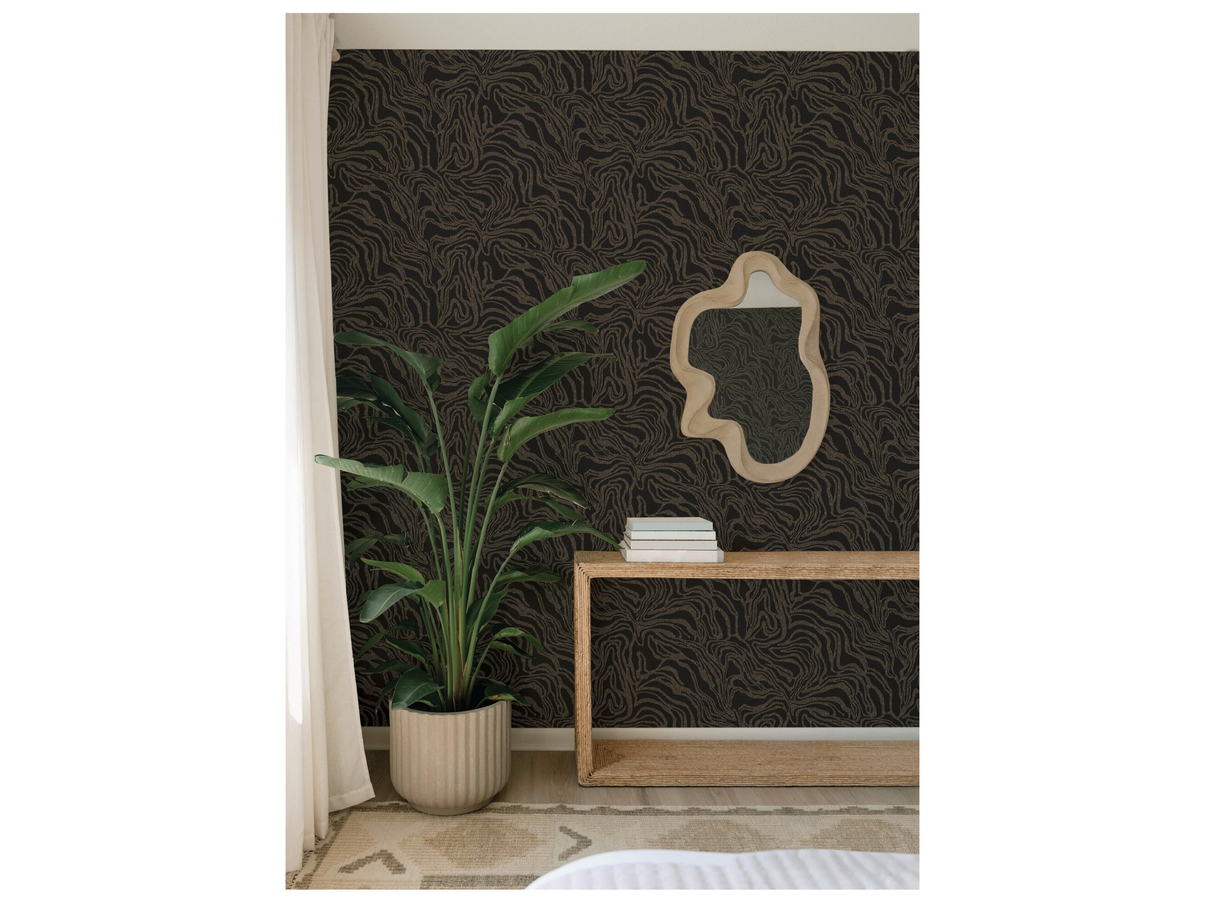 York Wallcoverings Drew & Jonathan Home Fifth Edition Black Marbled Wallpaper
