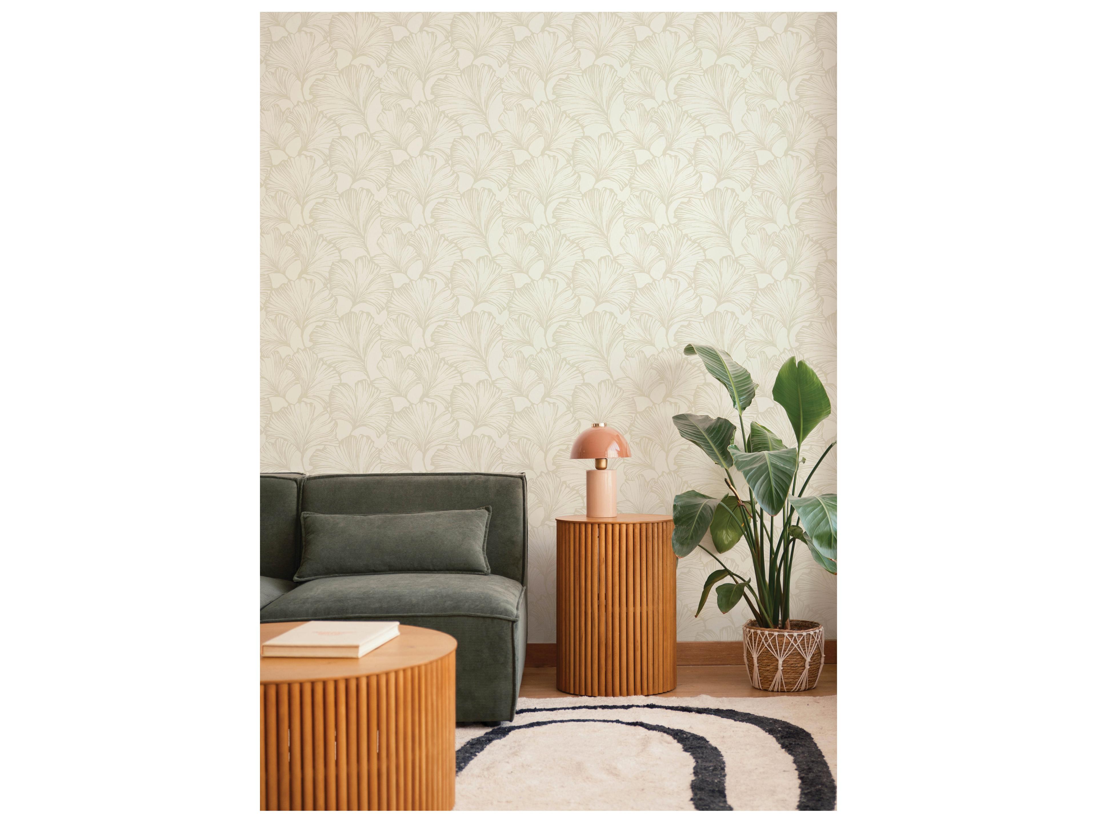 York Wallcoverings Drew & Jonathan Home Fifth Edition Pearl Ginkgo Leaf Wallpaper