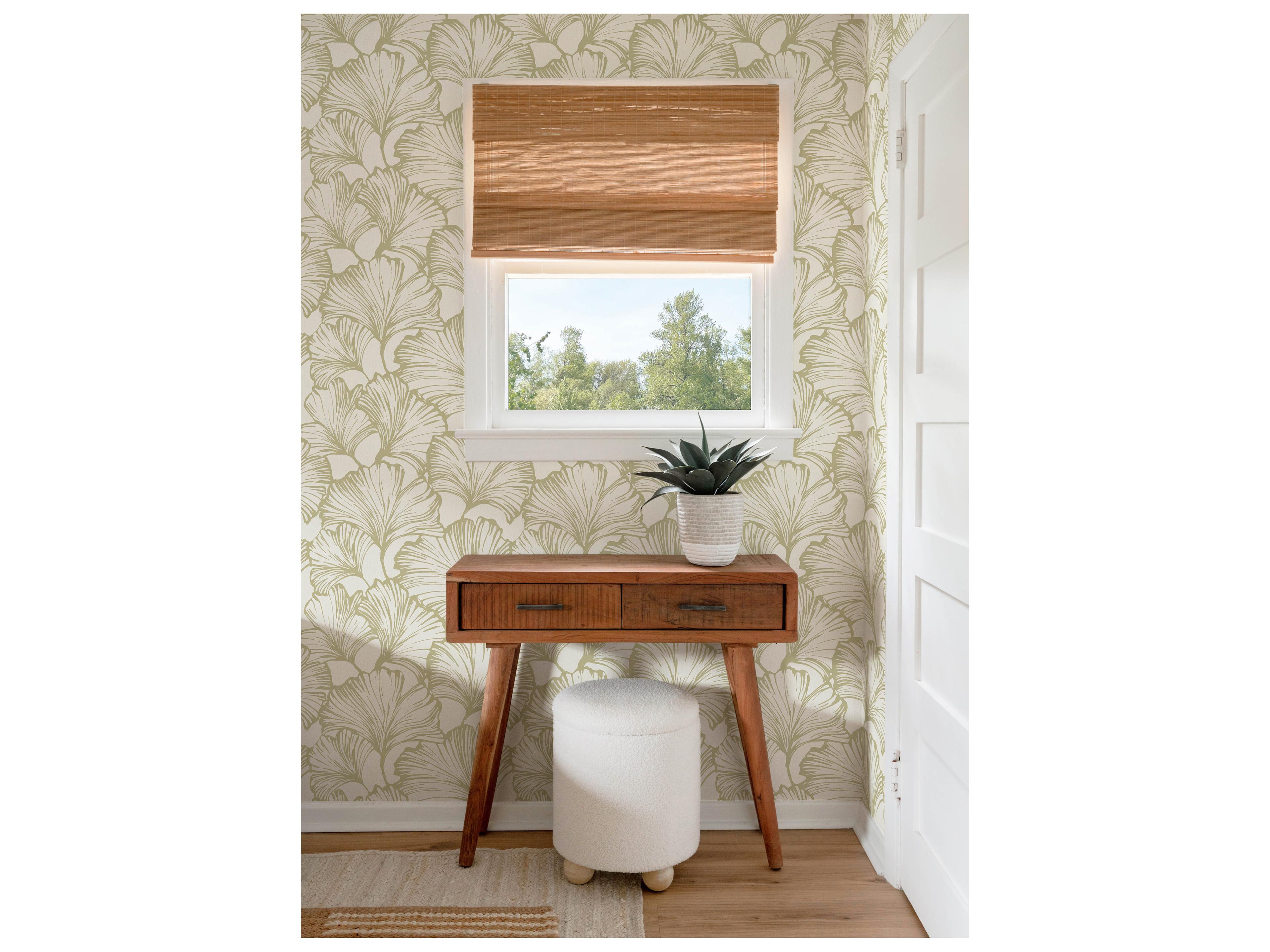 York Wallcoverings Drew & Jonathan Home Fifth Edition Moss Ginkgo Leaf Wallpaper