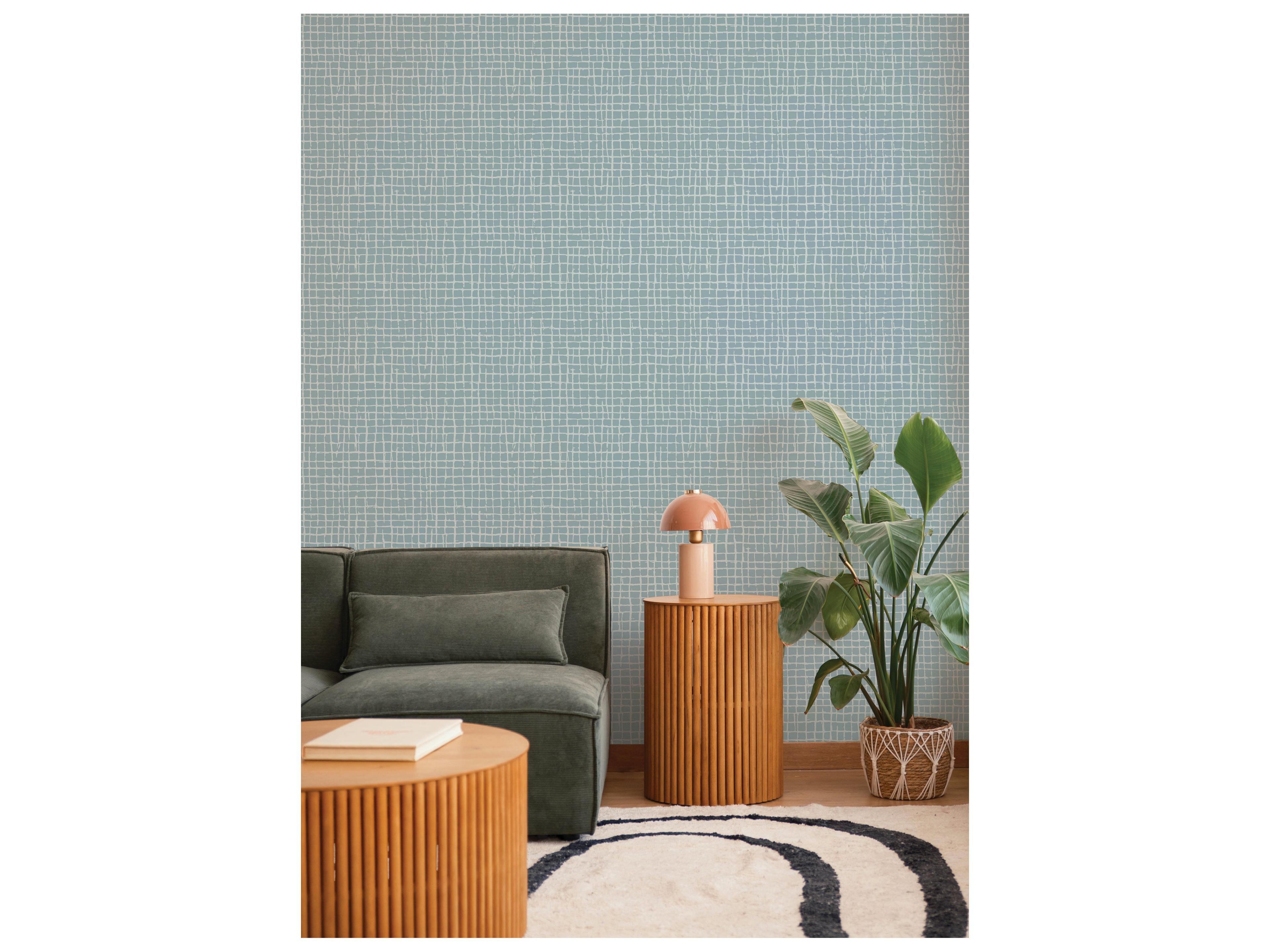 York Wallcoverings Drew & Jonathan Home Fifth Edition Sky Blue Gridline Wallpaper