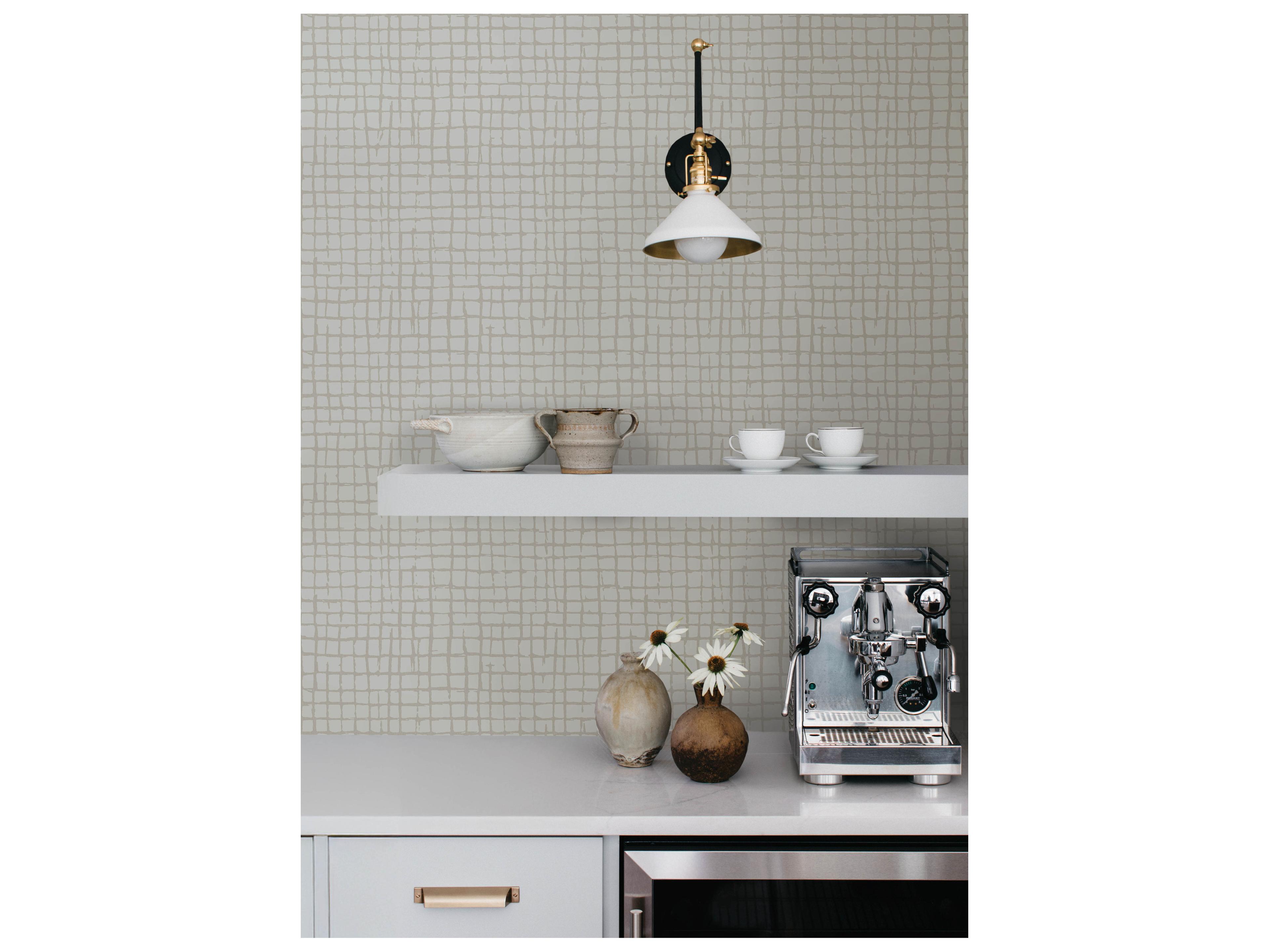York Wallcoverings Drew & Jonathan Home Fifth Edition Beige Gridline Wallpaper