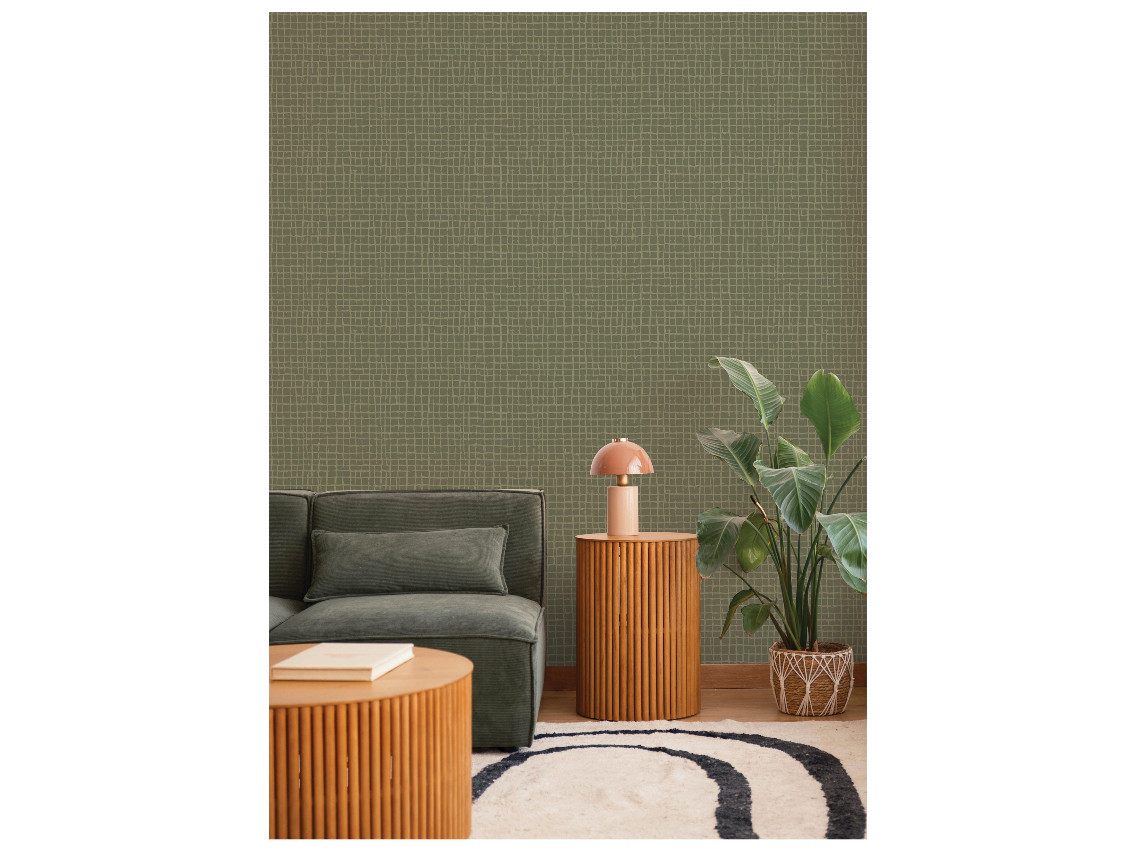 York Wallcoverings Drew & Jonathan Home Fifth Edition Moss Gridline Wallpaper