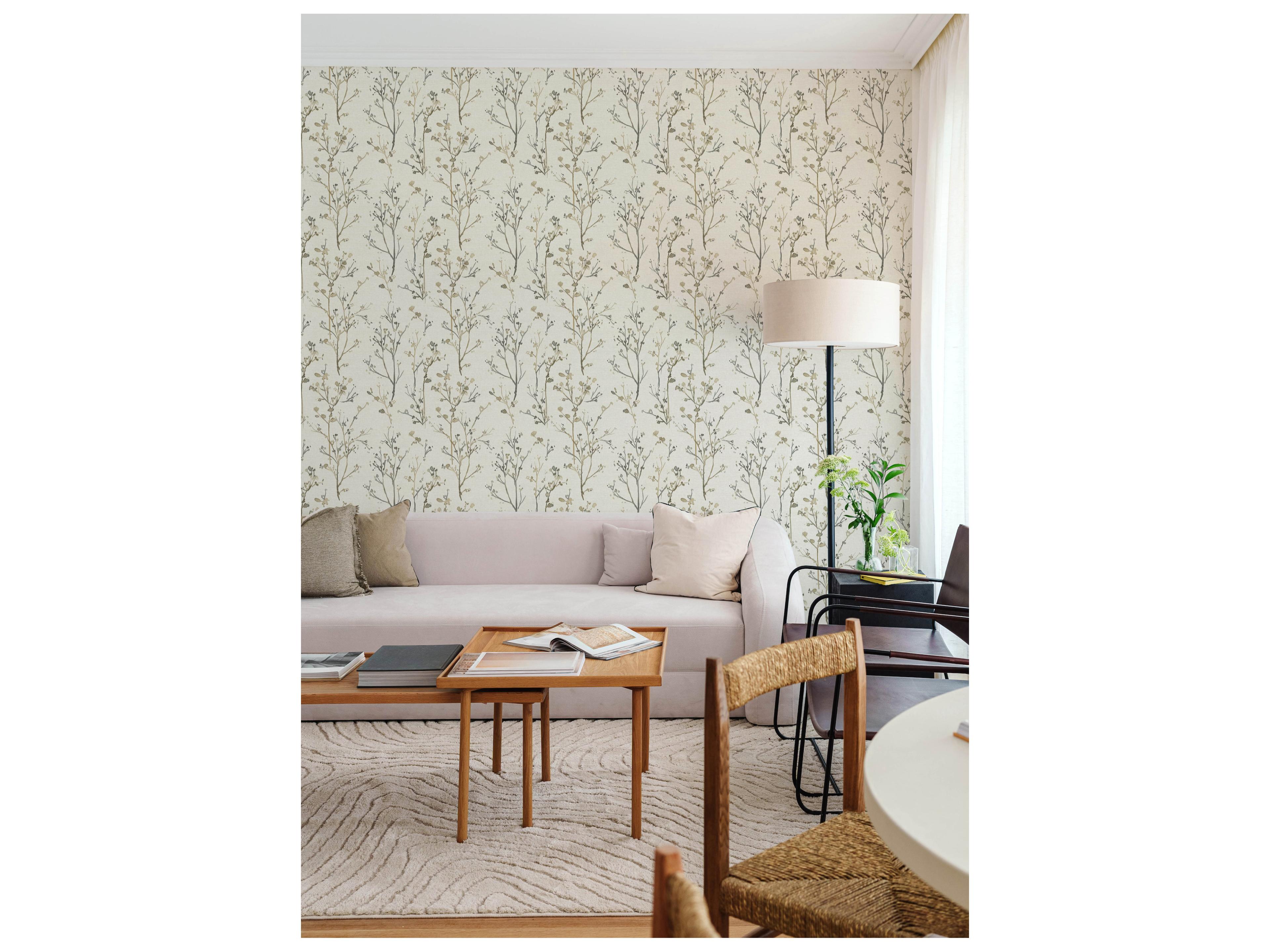 York Wallcoverings Drew & Jonathan Home Fifth Edition Neutral Budding Branches Wallpaper