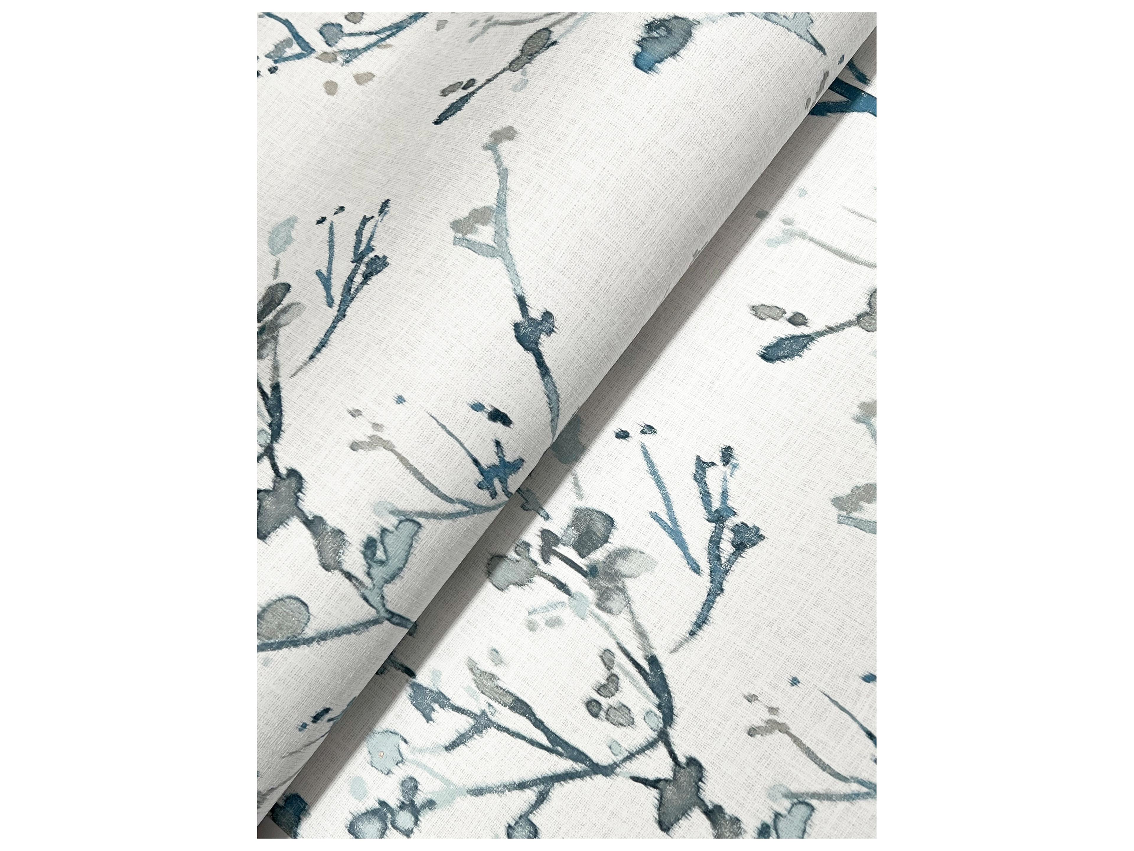 York Wallcoverings Drew & Jonathan Home Fifth Edition Blue Budding Branches Wallpaper