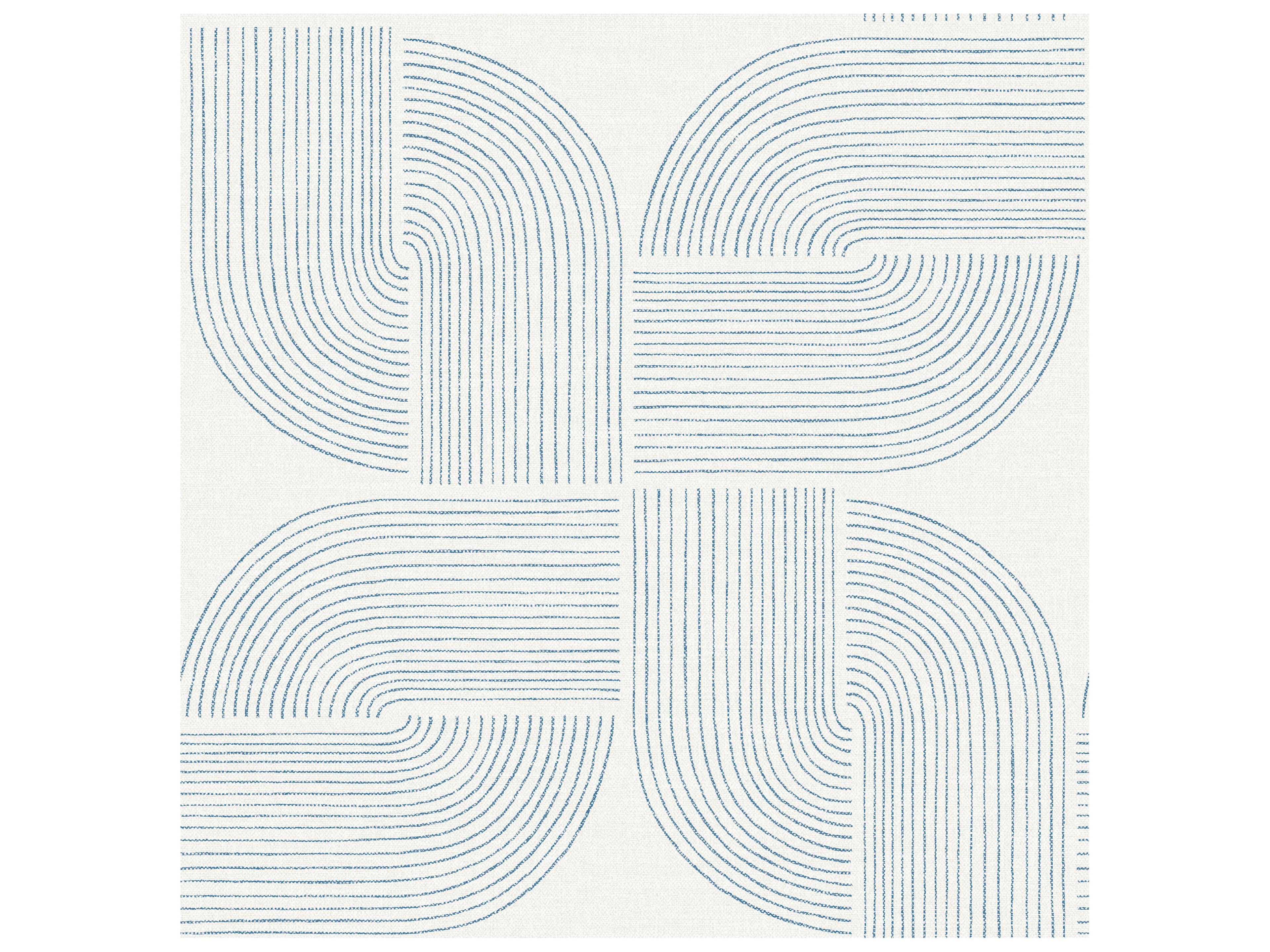 Drew & Jonathan Home Fifth Edition Dark Blue Spiral Arches Wallpaper