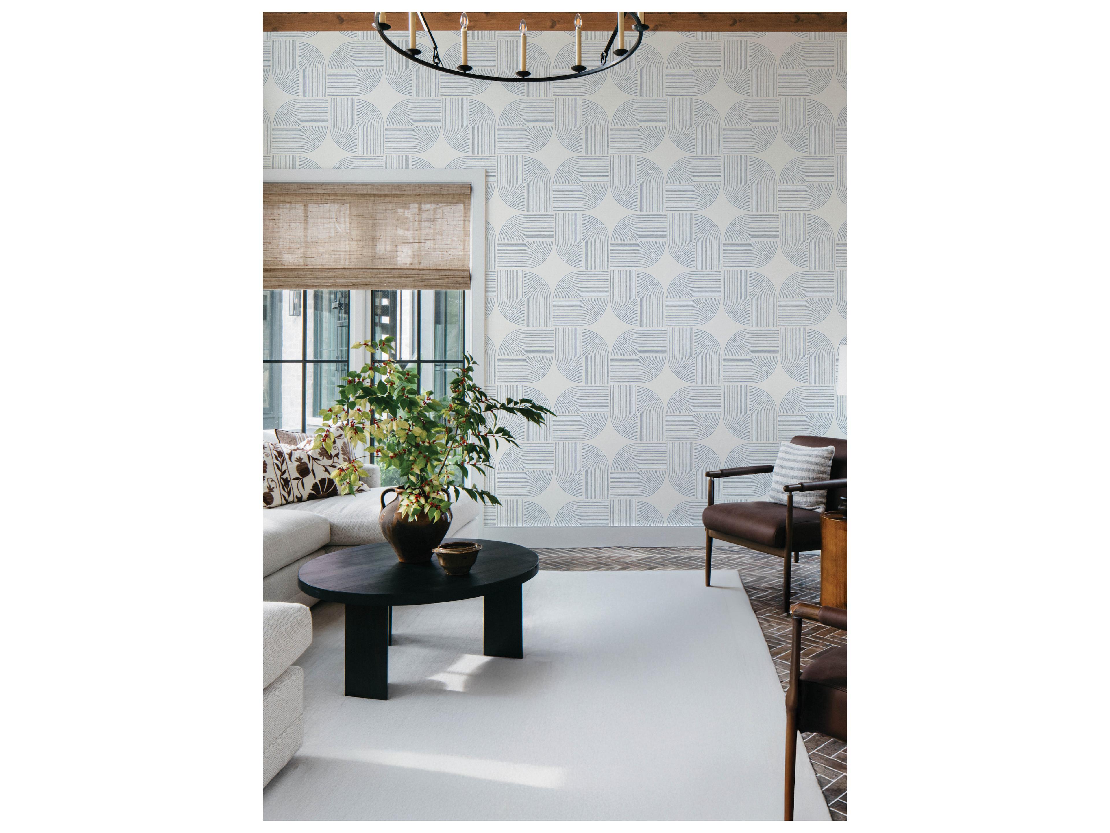 York Wallcoverings Drew & Jonathan Home Fifth Edition Dark Blue Spiral Arches Wallpaper